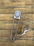 Grace-Jumbo Safety Pin with Rainbow Moonstone