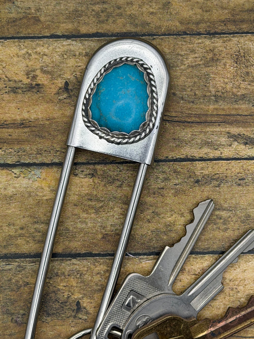 Brooke – Turquoise Jumbo Safety Pin Keychain | Gemstone Accessory | Southwestern Jewelry