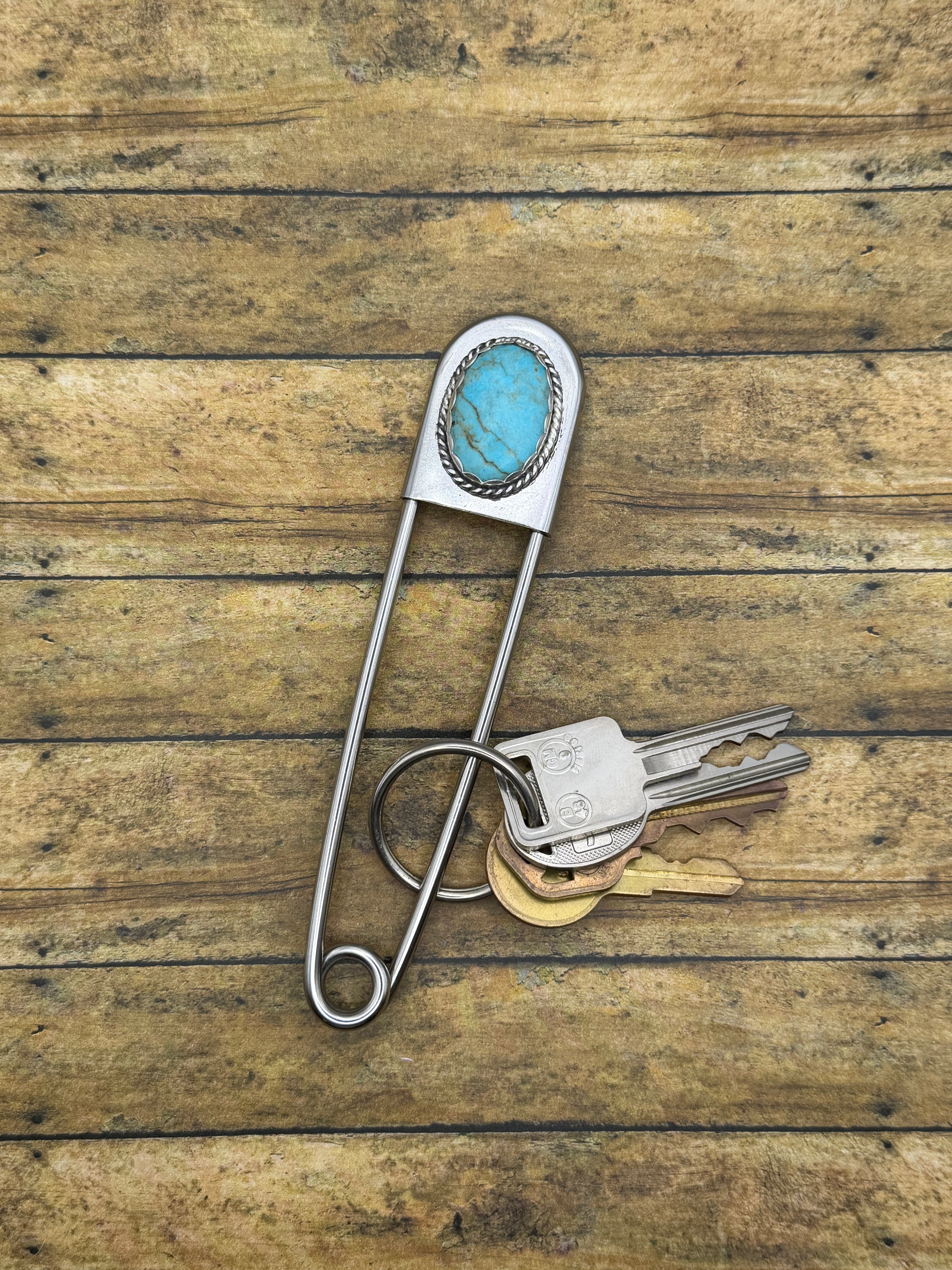 Brent-Jumbo Safety Pin with Turquoise
