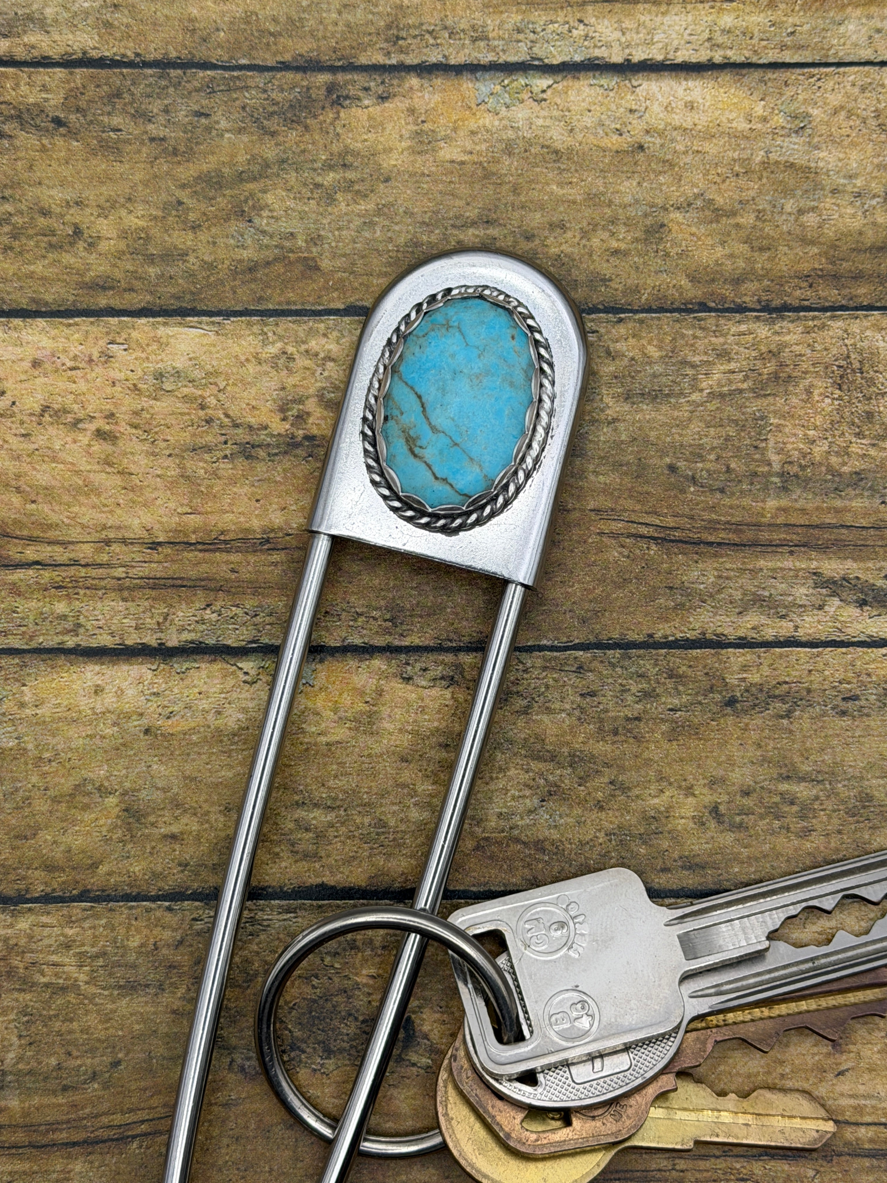 Brent-Jumbo Safety Pin with Turquoise