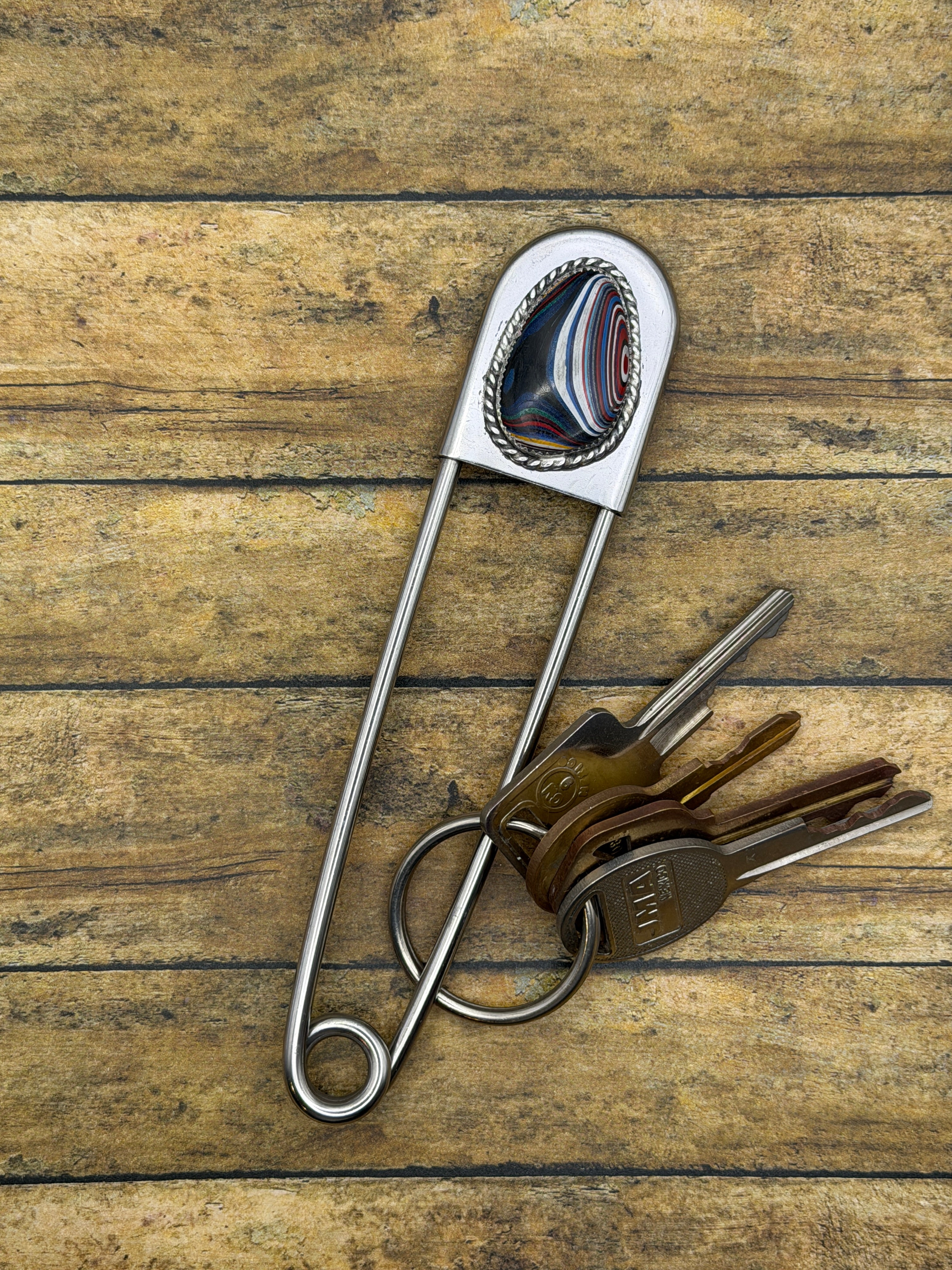 Ford-Jumbo Safety Pin Keychain with Fordite