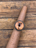 Willow-Spiderweb Detail Black Scorpion in Orange Shimmer Resin Statement Ring