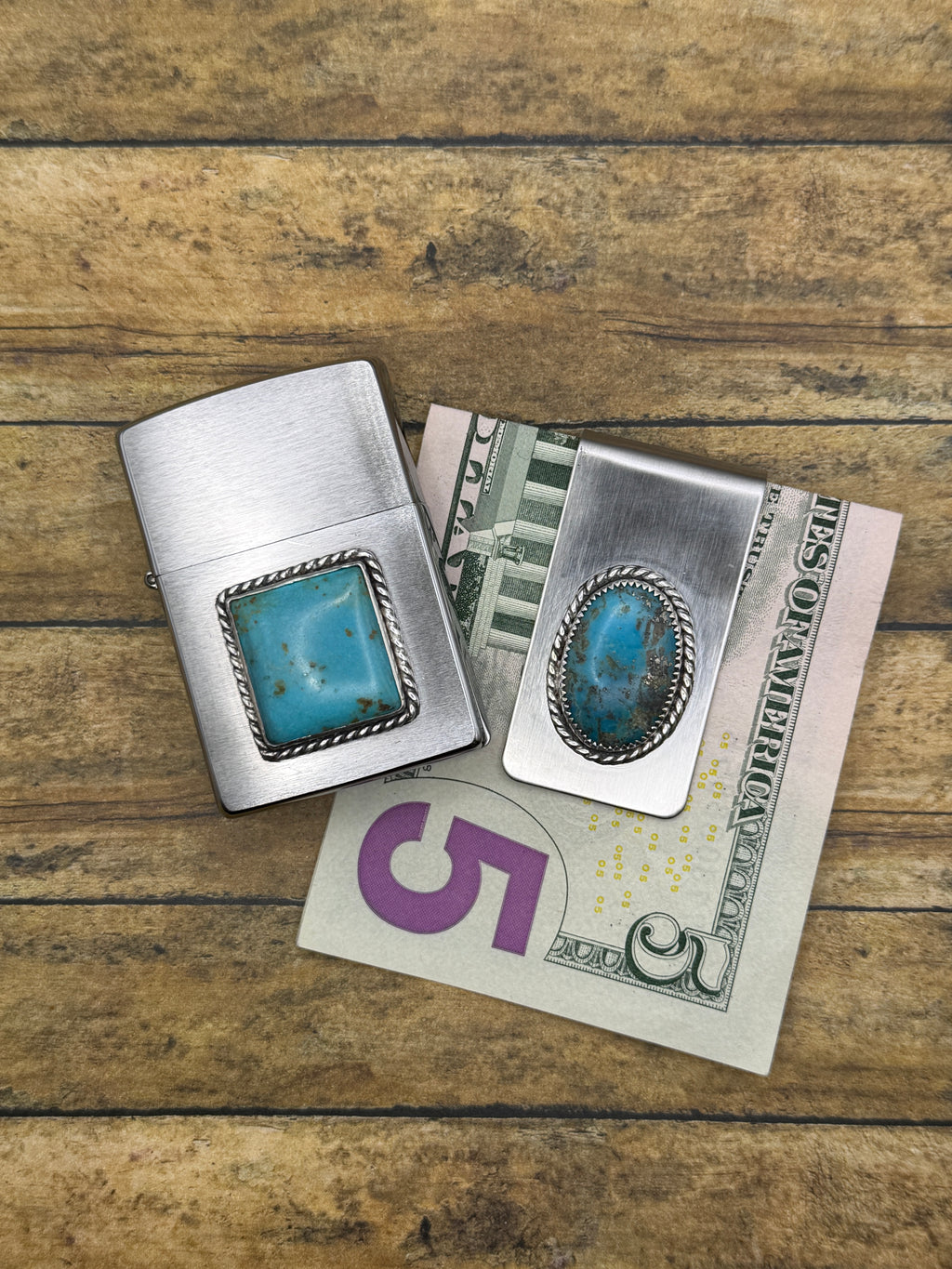 Benton-Zippo Lighter with Turquoise Gemstone