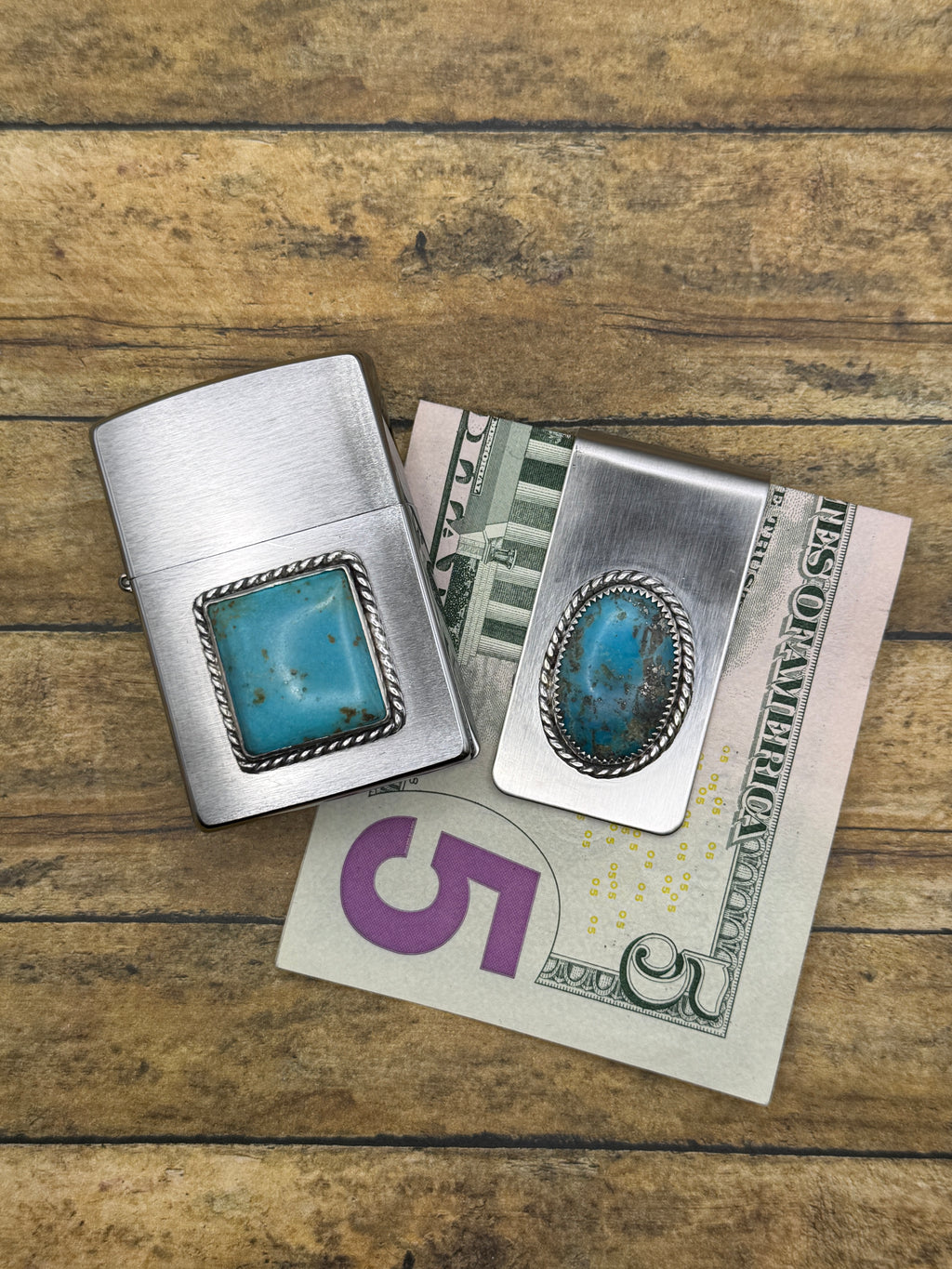 Benton-Zippo Lighter with Turquoise Gemstone