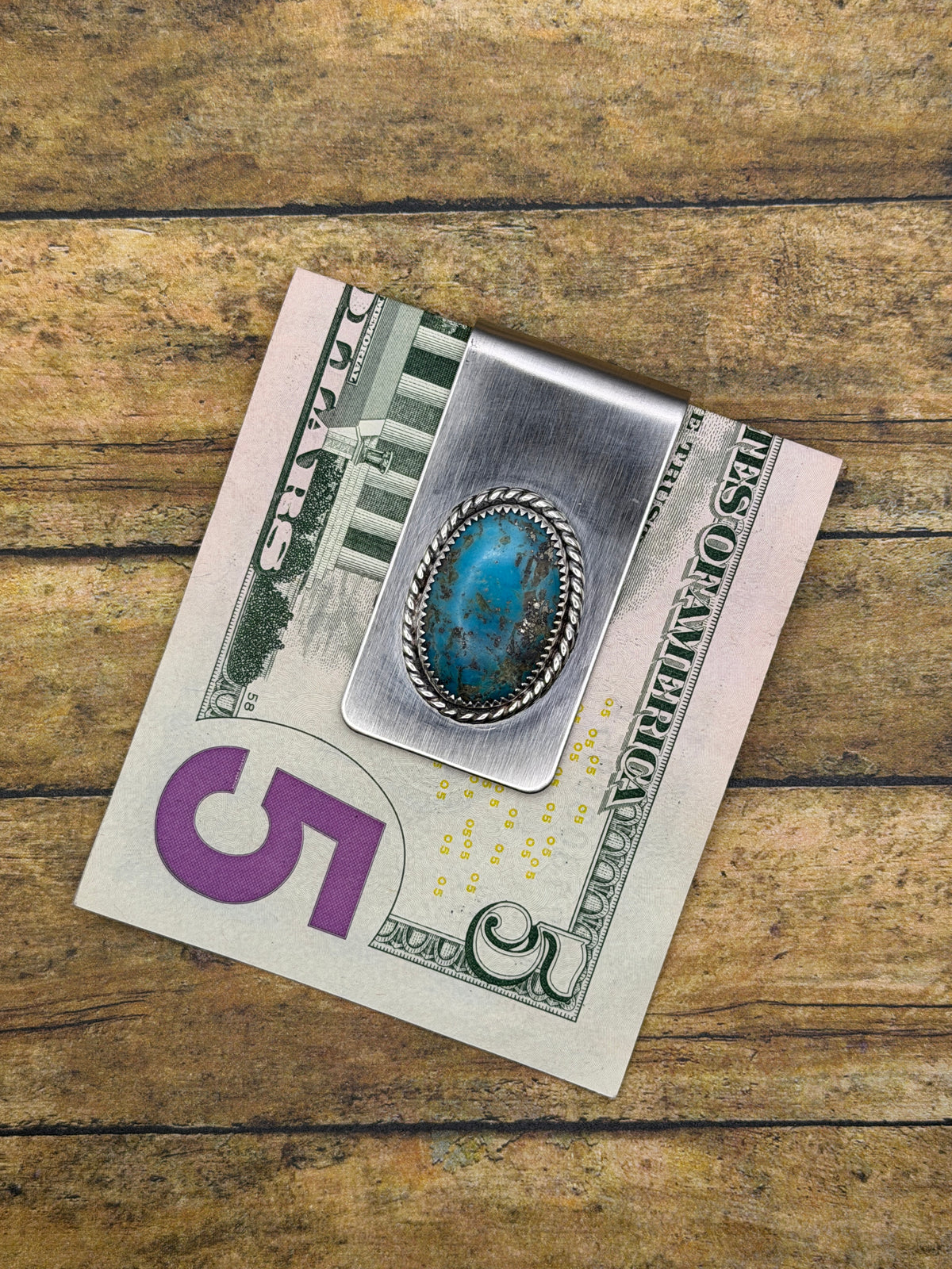 Bennett-Money Clip with Turquoise Gemstone