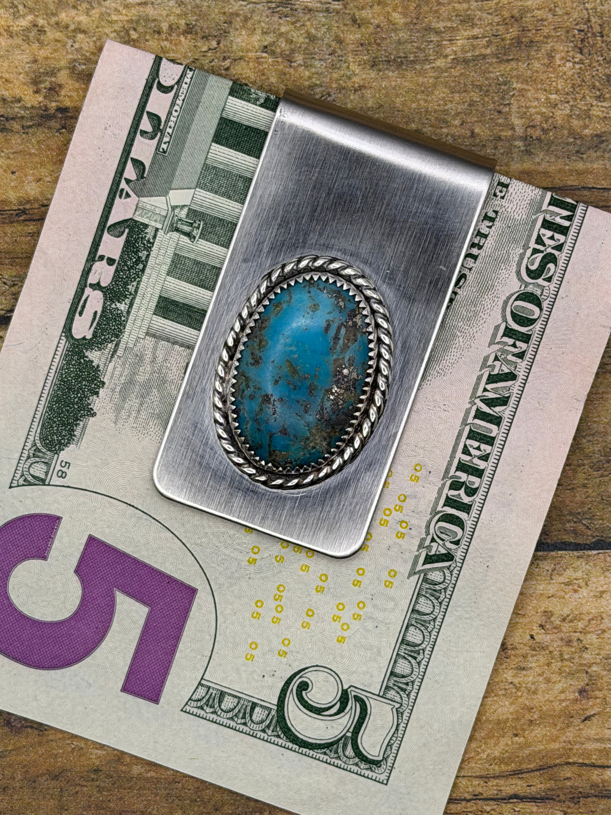 Bennett-Money Clip with Turquoise Gemstone