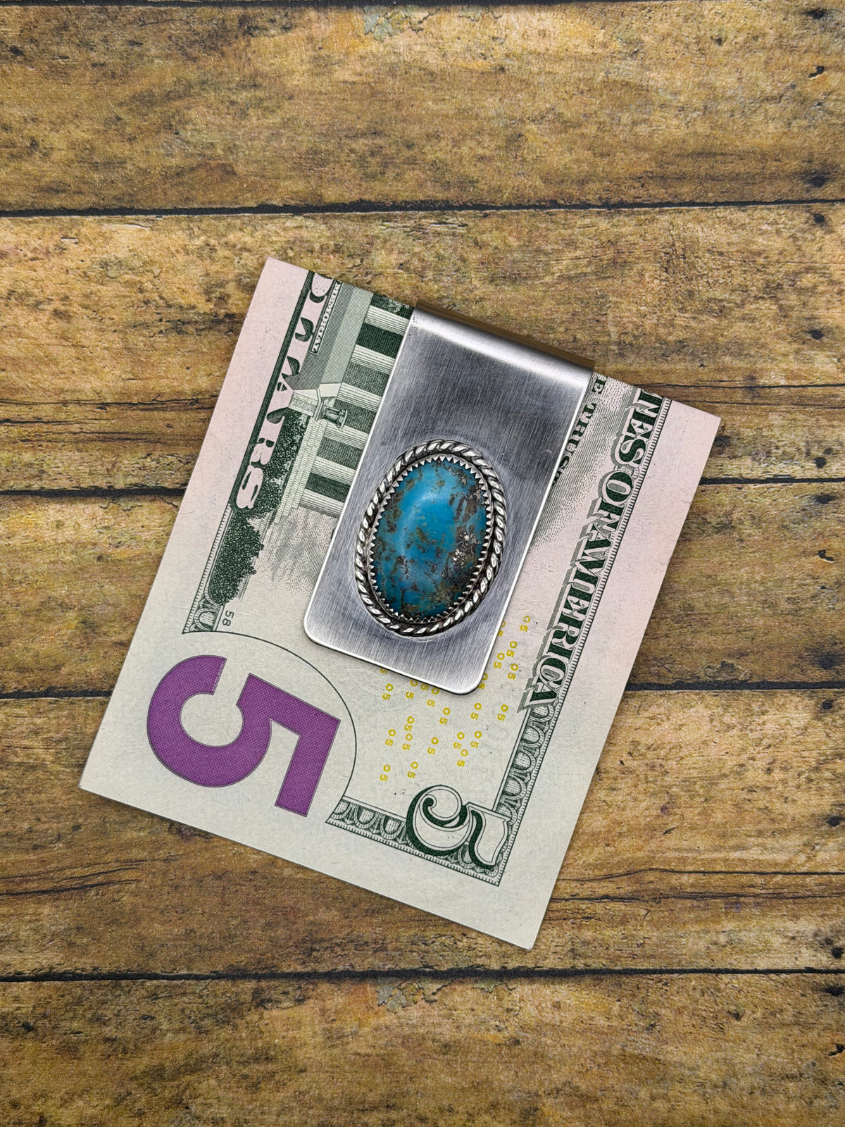 Bennett-Money Clip with Turquoise Gemstone