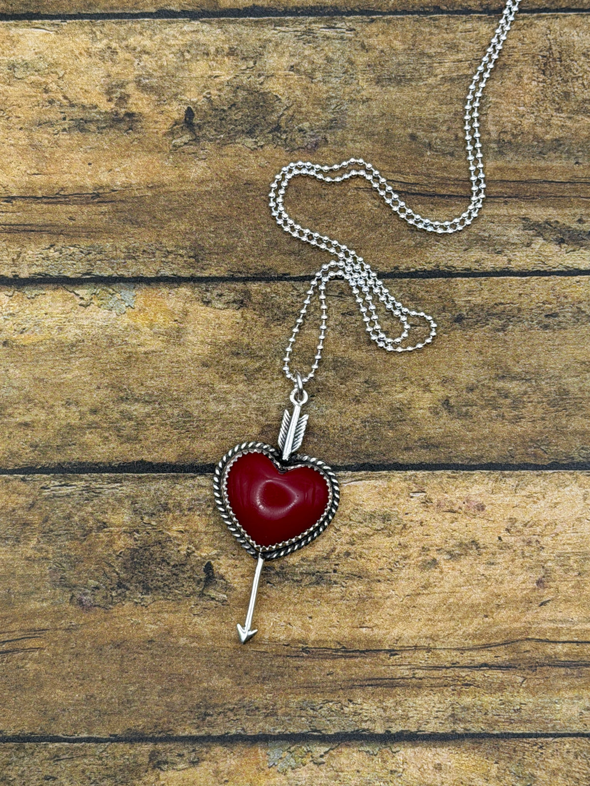 Rosalynn-Red Rosarita Heart with Arrow Pendant