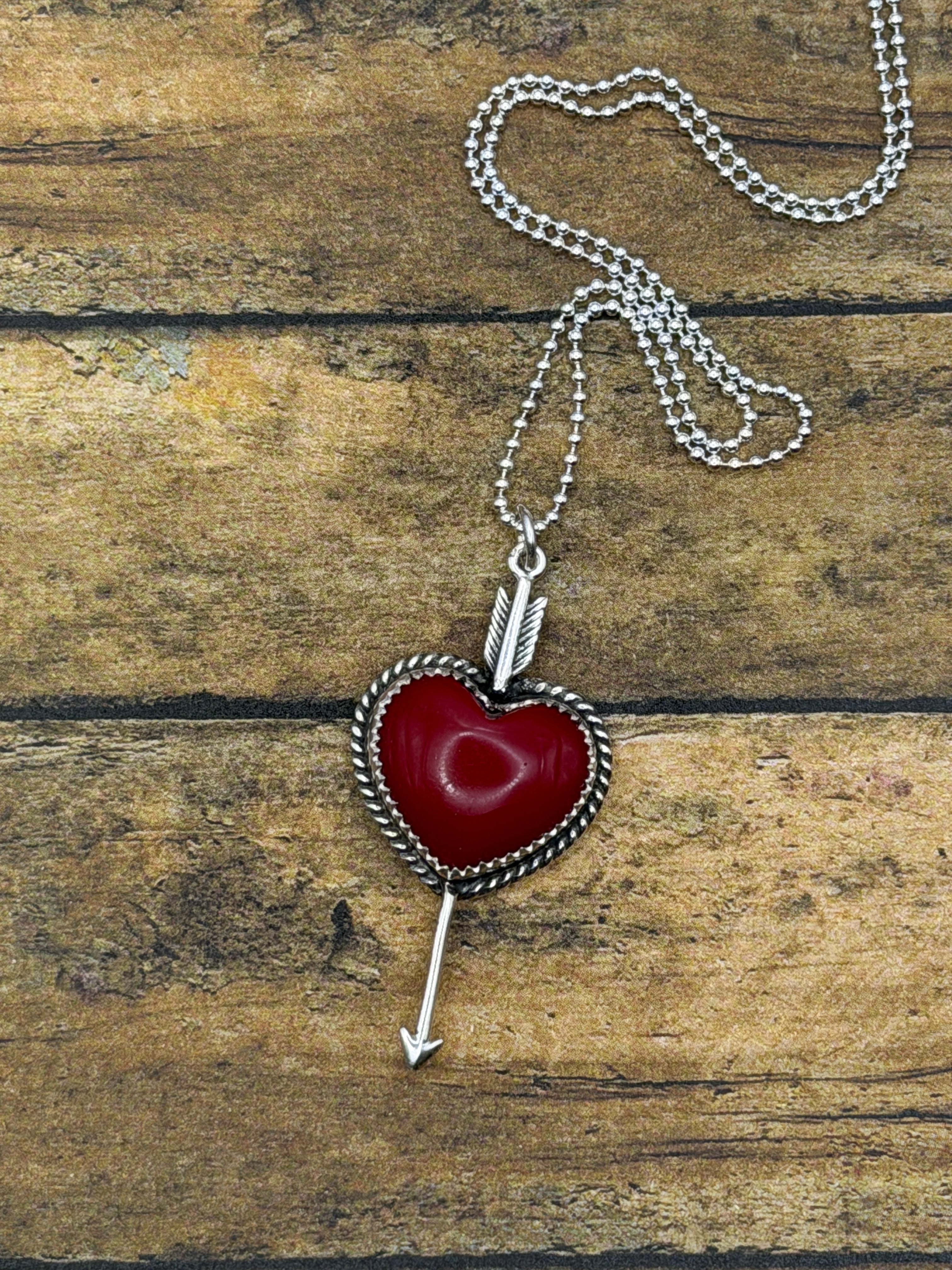 Rosalynn-Red Rosarita Heart with Arrow Pendant