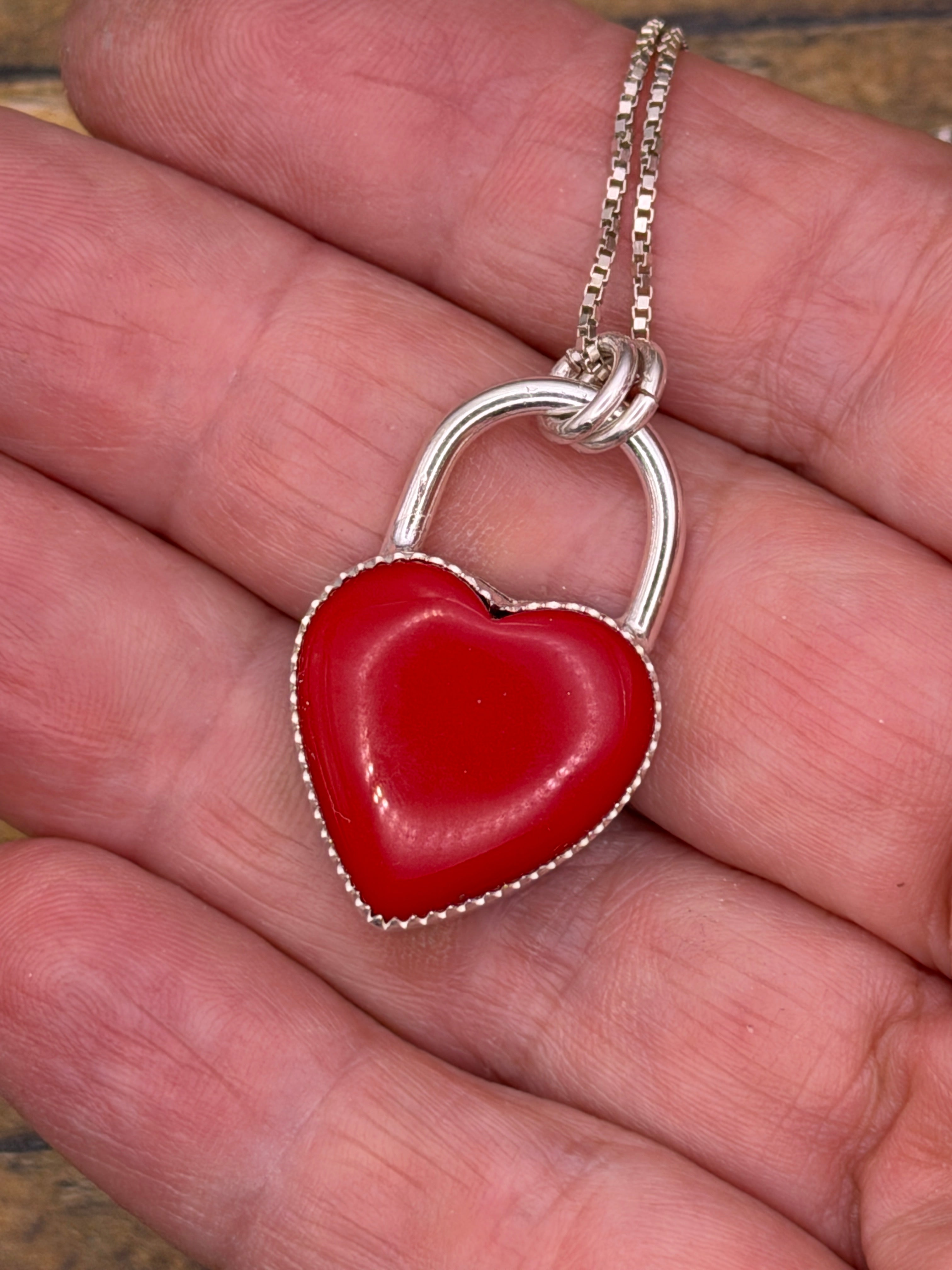 Raven-Red Rosarita Love Lock Heart Pendant