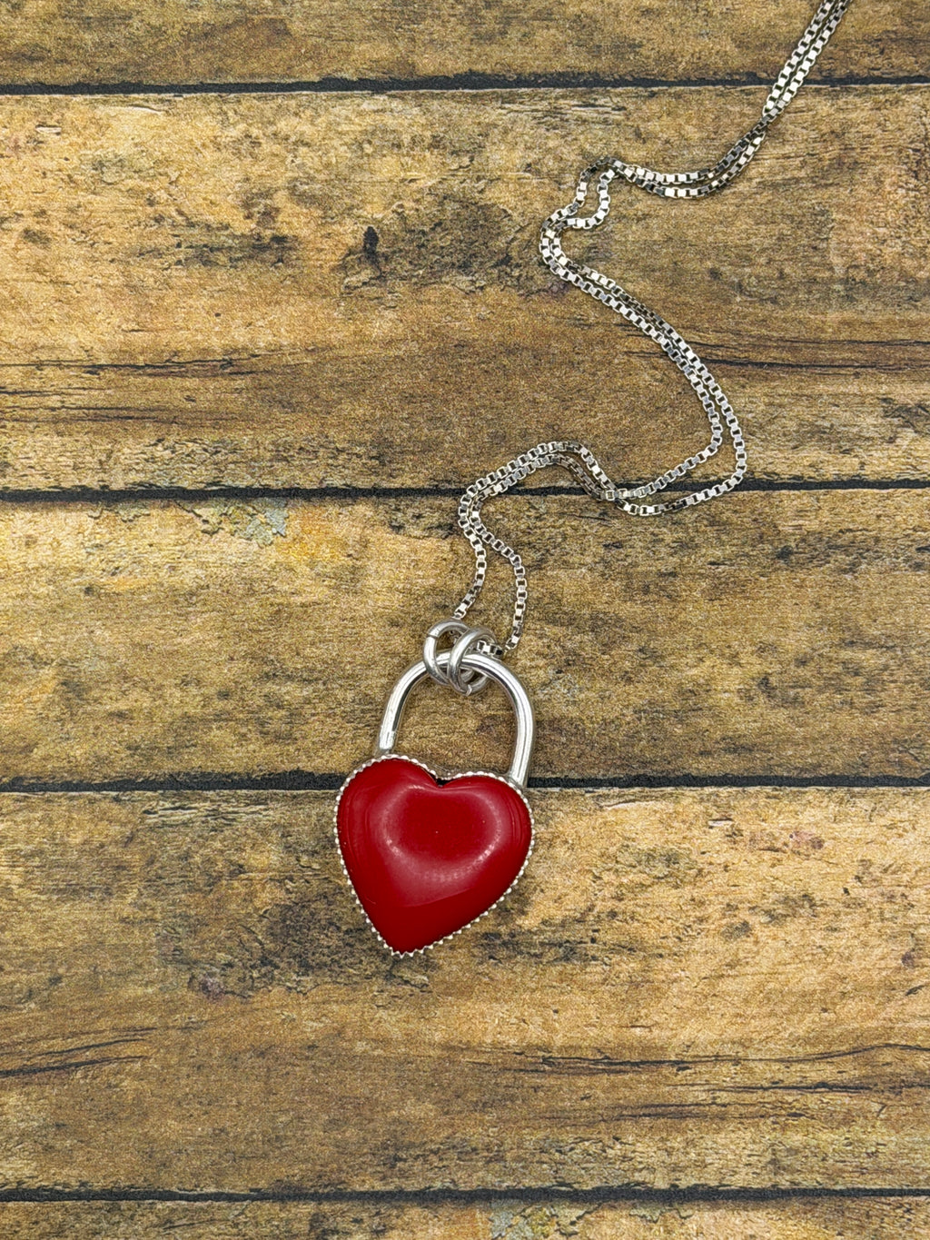Raven-Red Rosarita Love Lock Heart Pendant