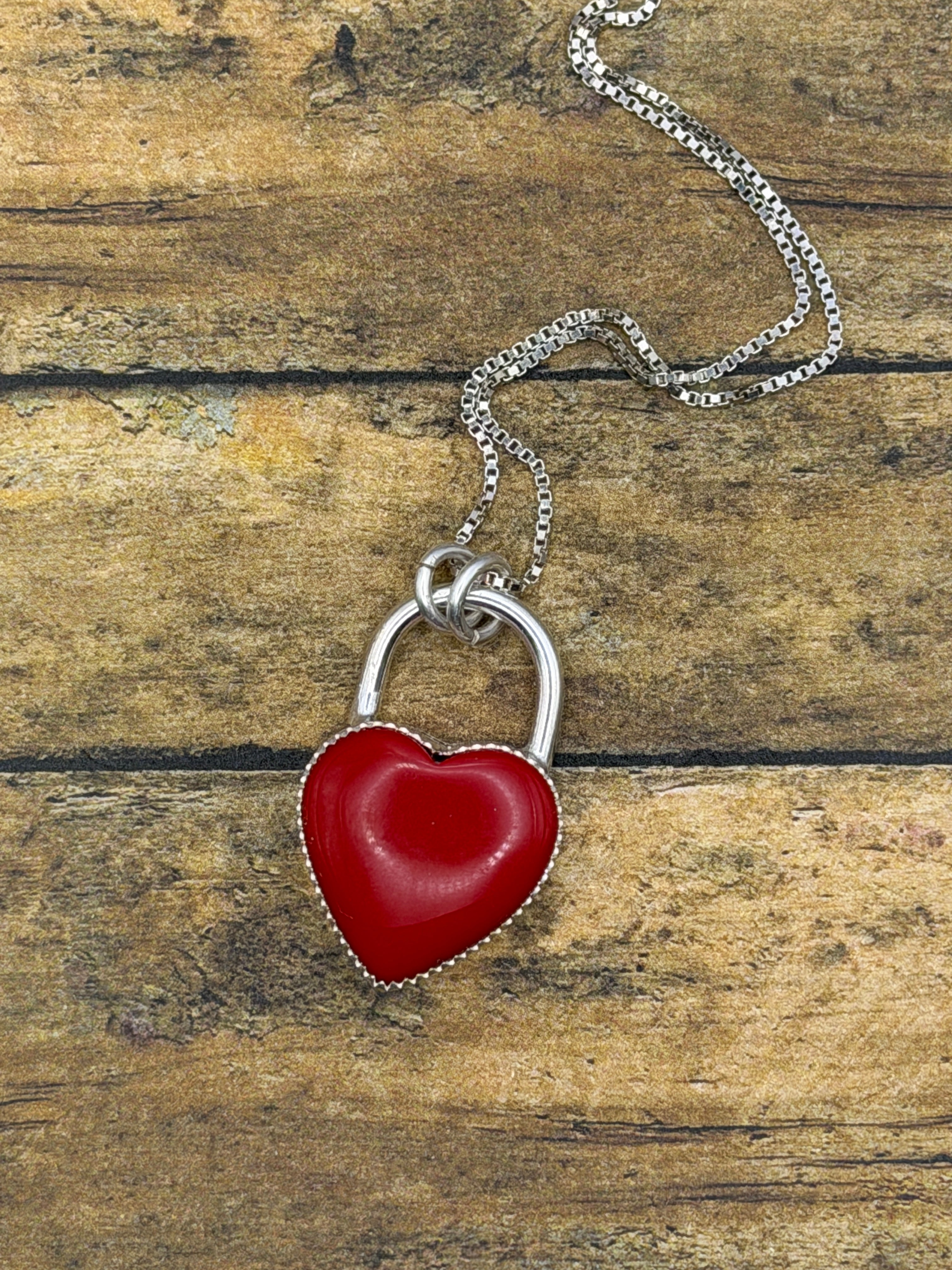 Raven-Red Rosarita Love Lock Heart Pendant