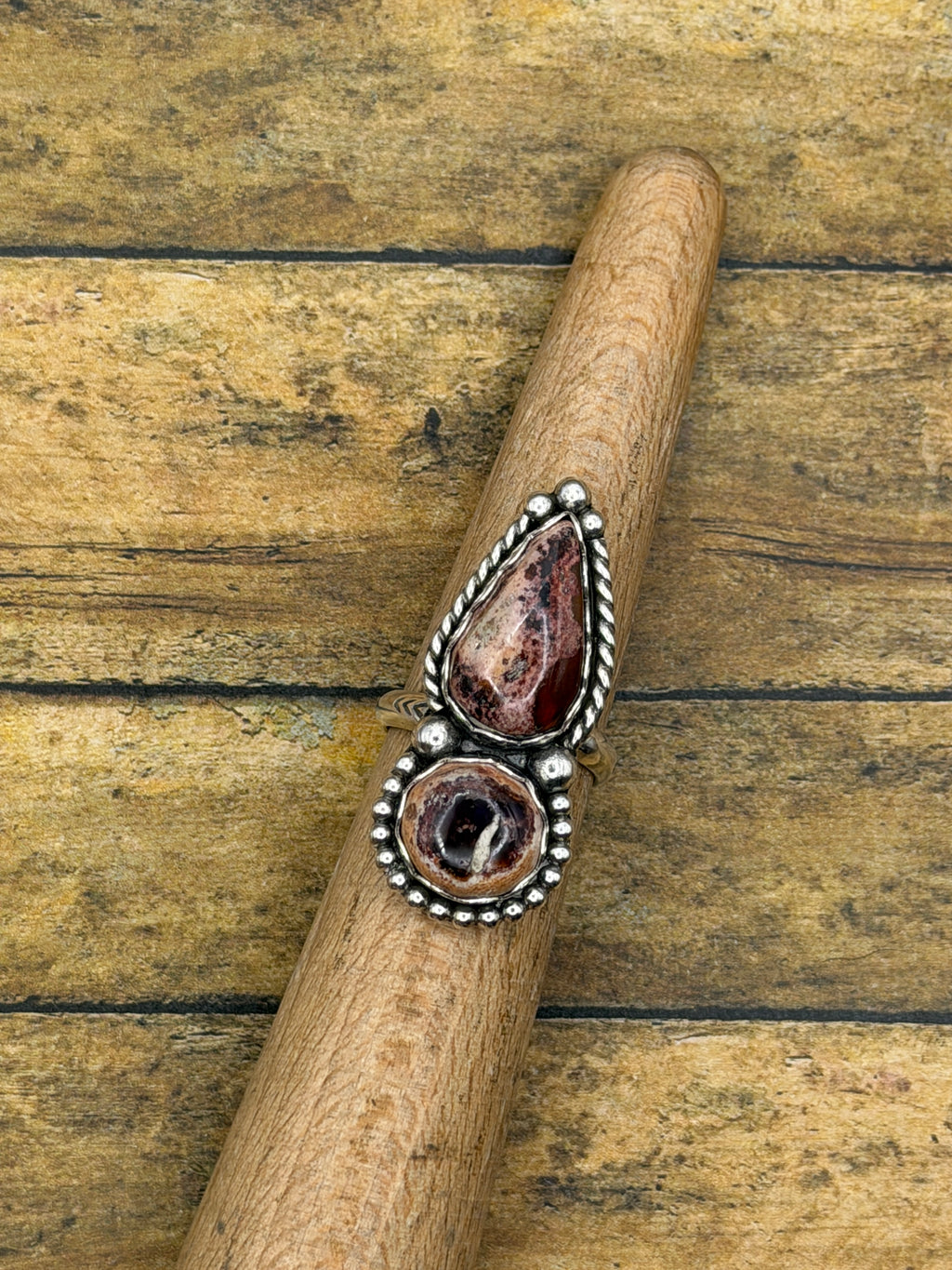 Gina-Mexican Fire Opal Double Stone Statement Ring