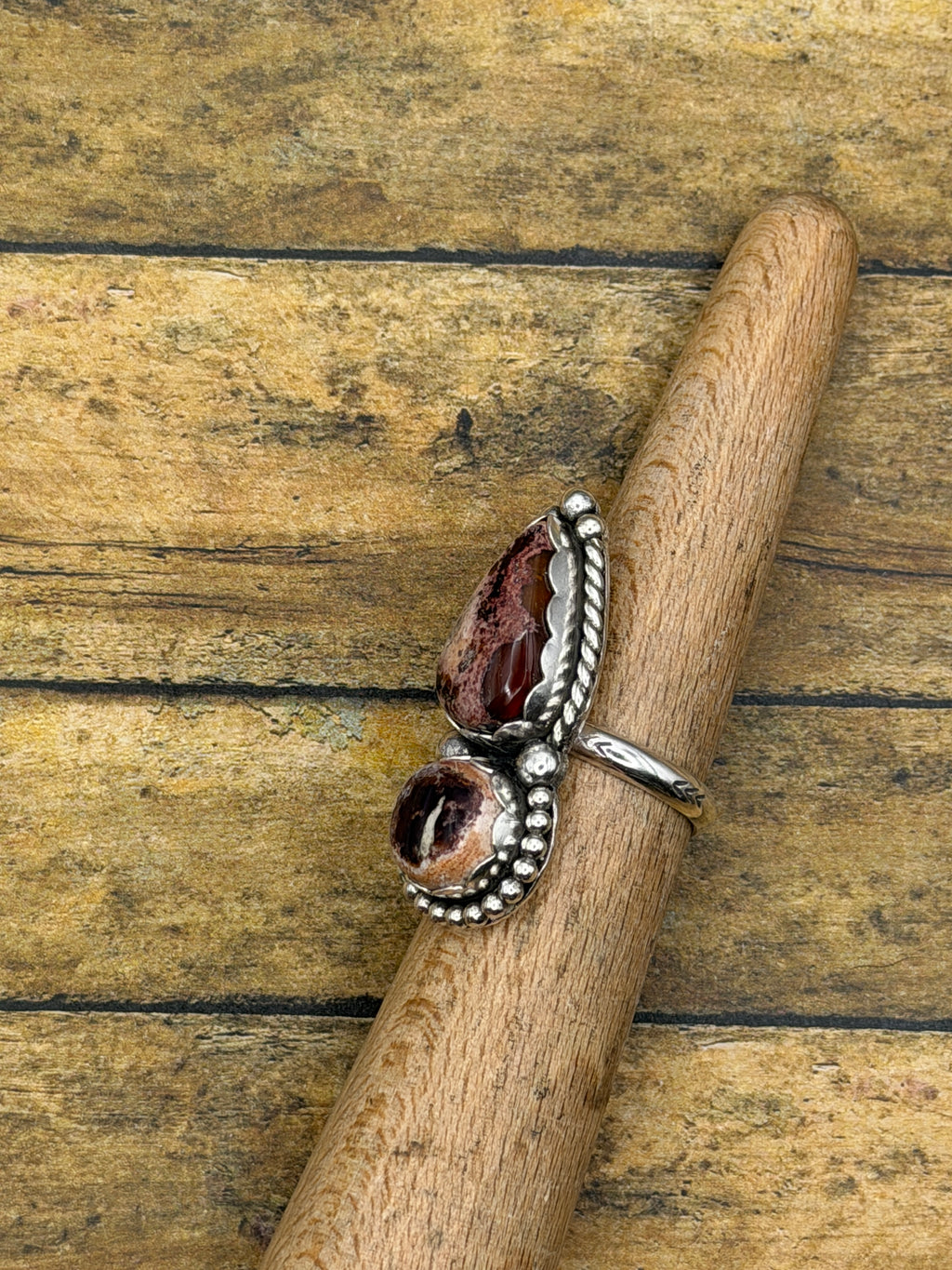 Gina-Mexican Fire Opal Double Stone Statement Ring