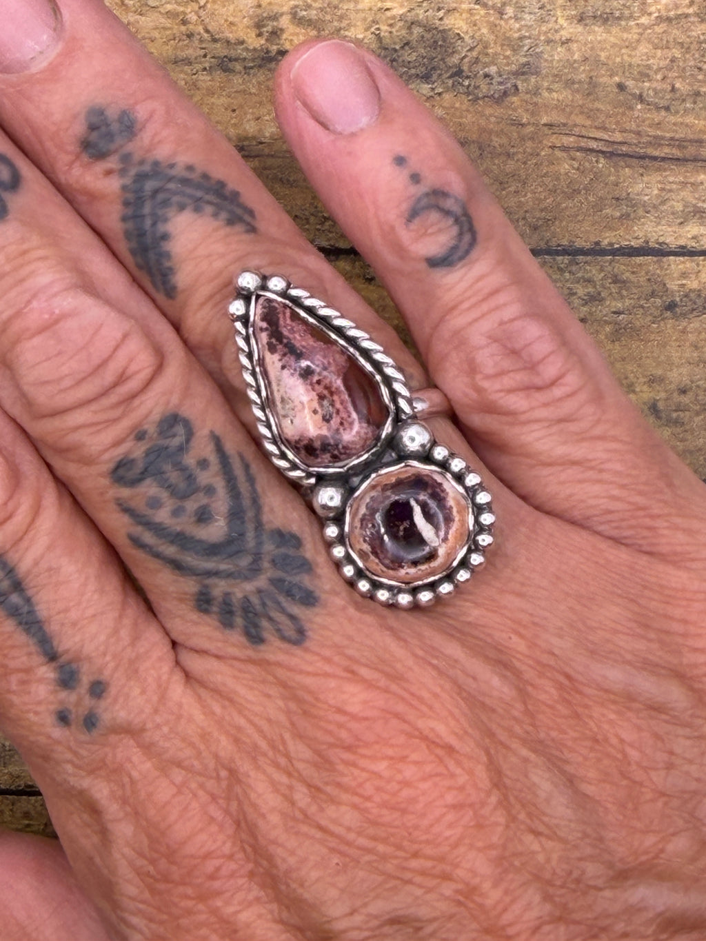 Gina-Mexican Fire Opal Double Stone Statement Ring