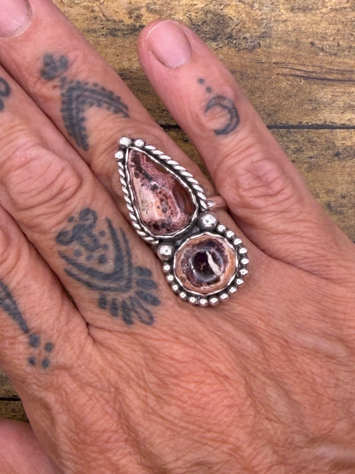 Gina-Mexican Fire Opal Double Stone Statement Ring