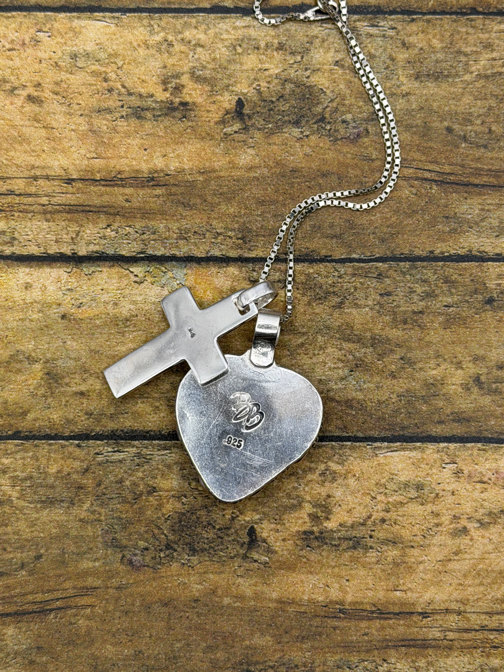 Barbara-Charm Necklace with Turquoise Heart and Cross Charms
