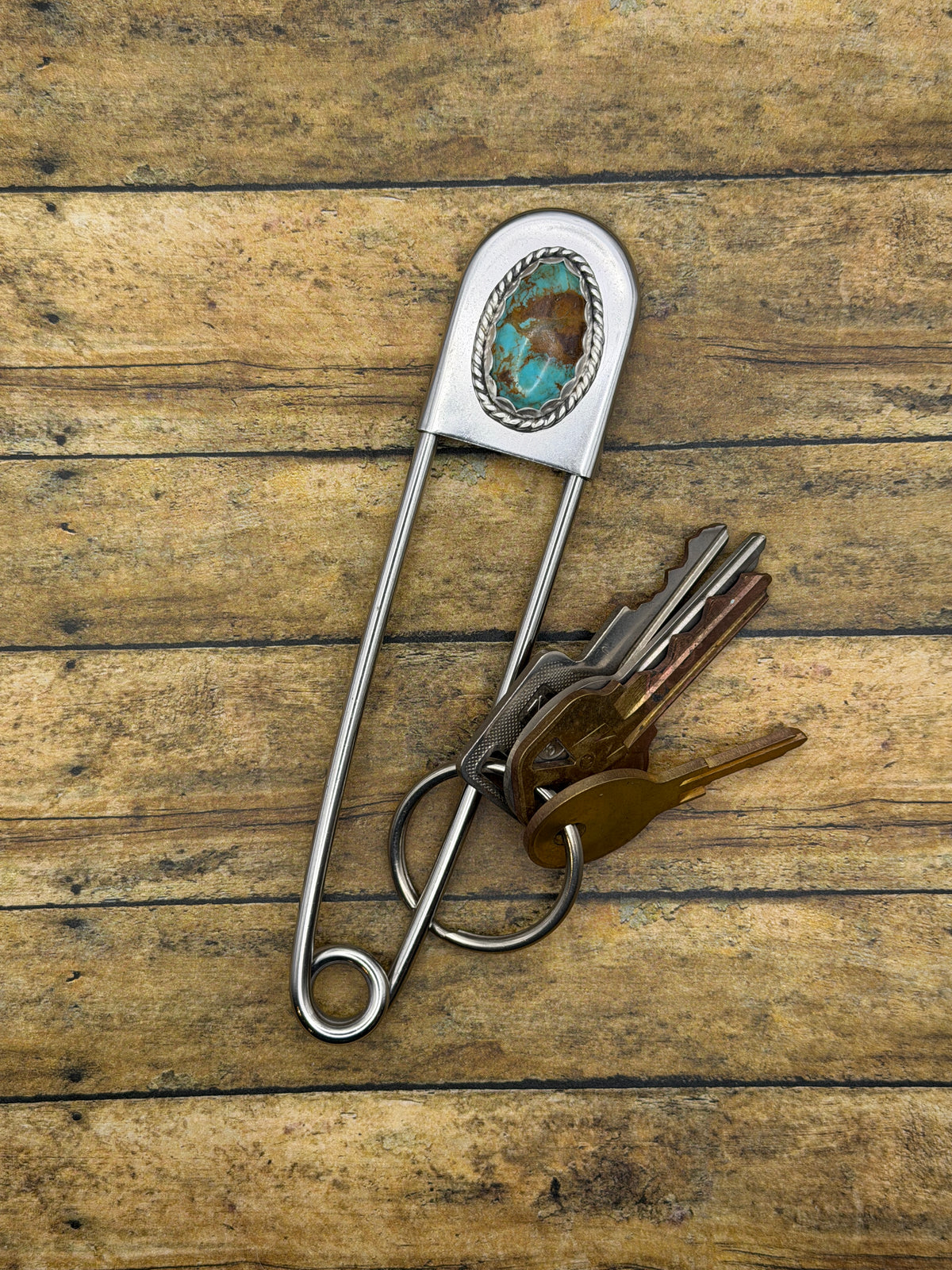 Braxson-Jumbo Safety Pin with Turquoise
