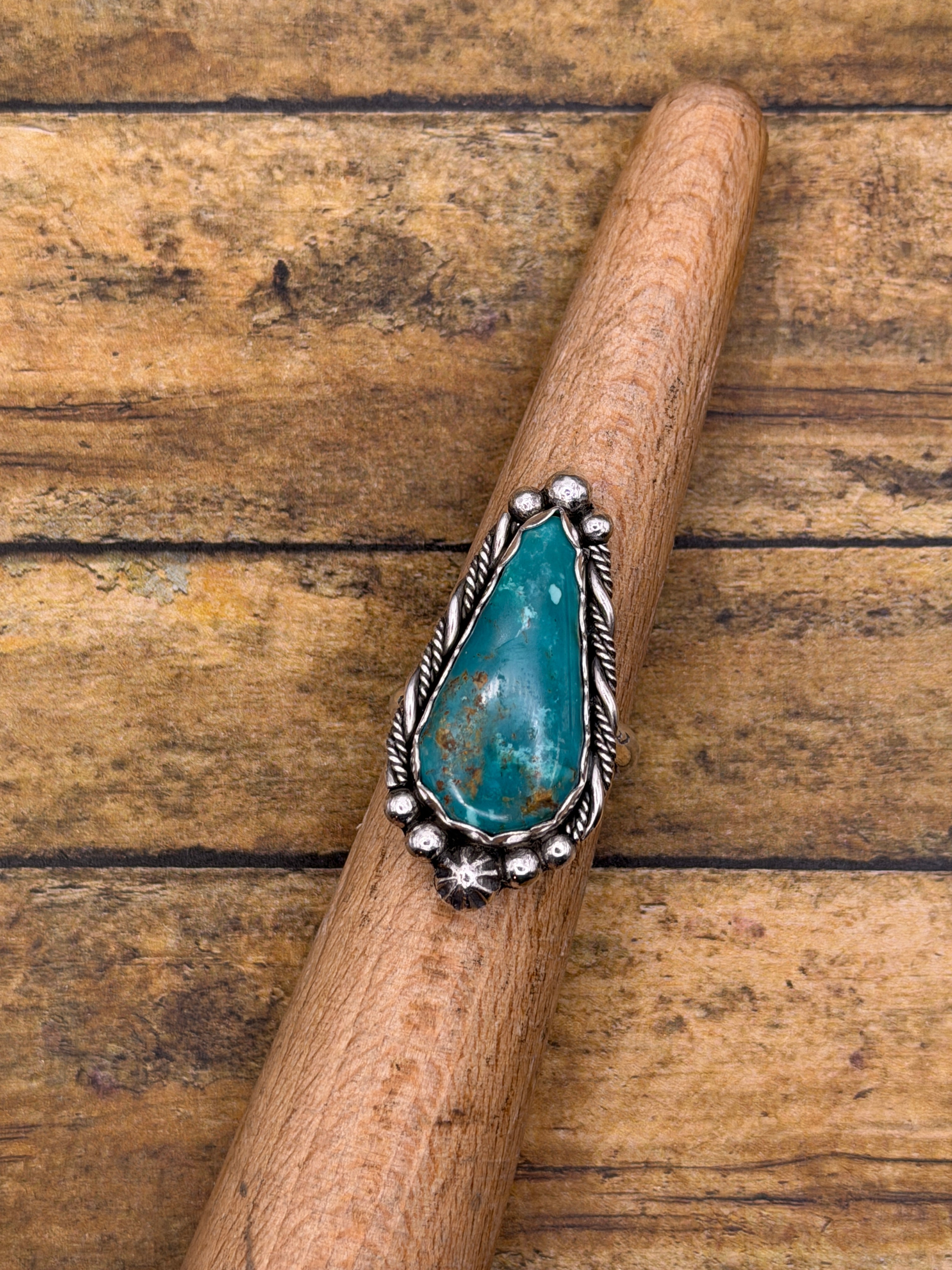 Britney-Kingman Turquoise Statement Ring | Sterling Silver | Southwestern Jewelry