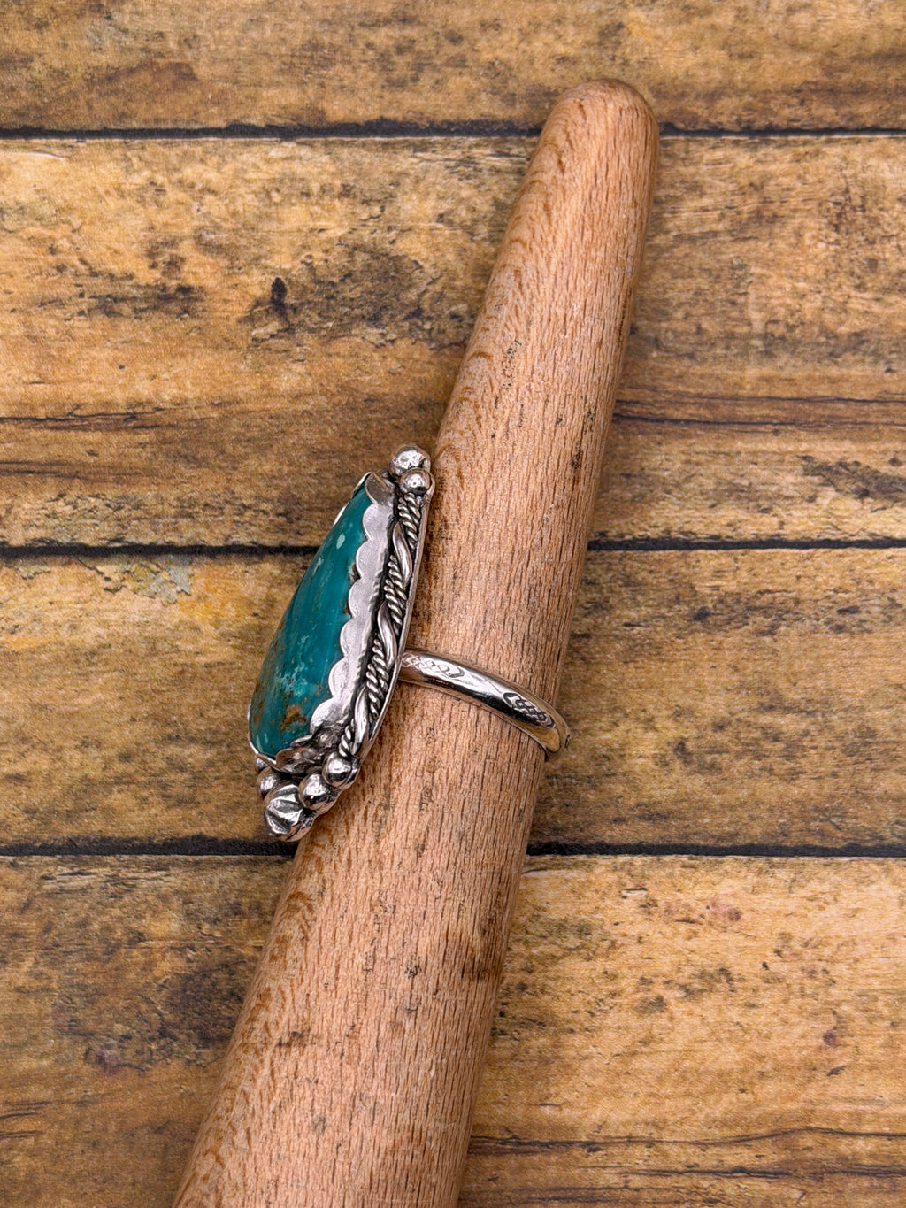Britney-Kingman Turquoise Statement Ring | Sterling Silver | Southwestern Jewelry