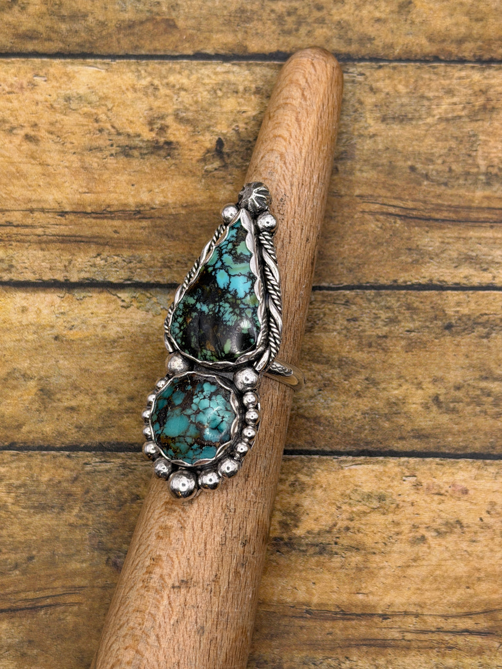 Blake-Arizona Turquoise Double Stone Ring | Sterling Silver | Southwestern Jewelry