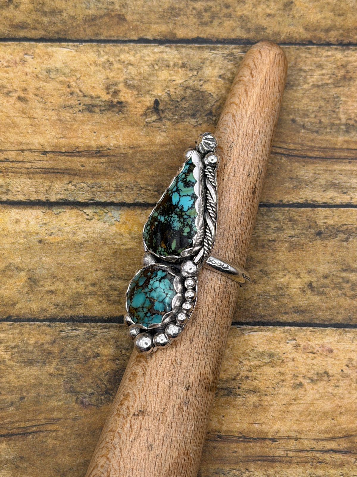 Blake-Arizona Turquoise Double Stone Ring | Sterling Silver | Southwestern Jewelry
