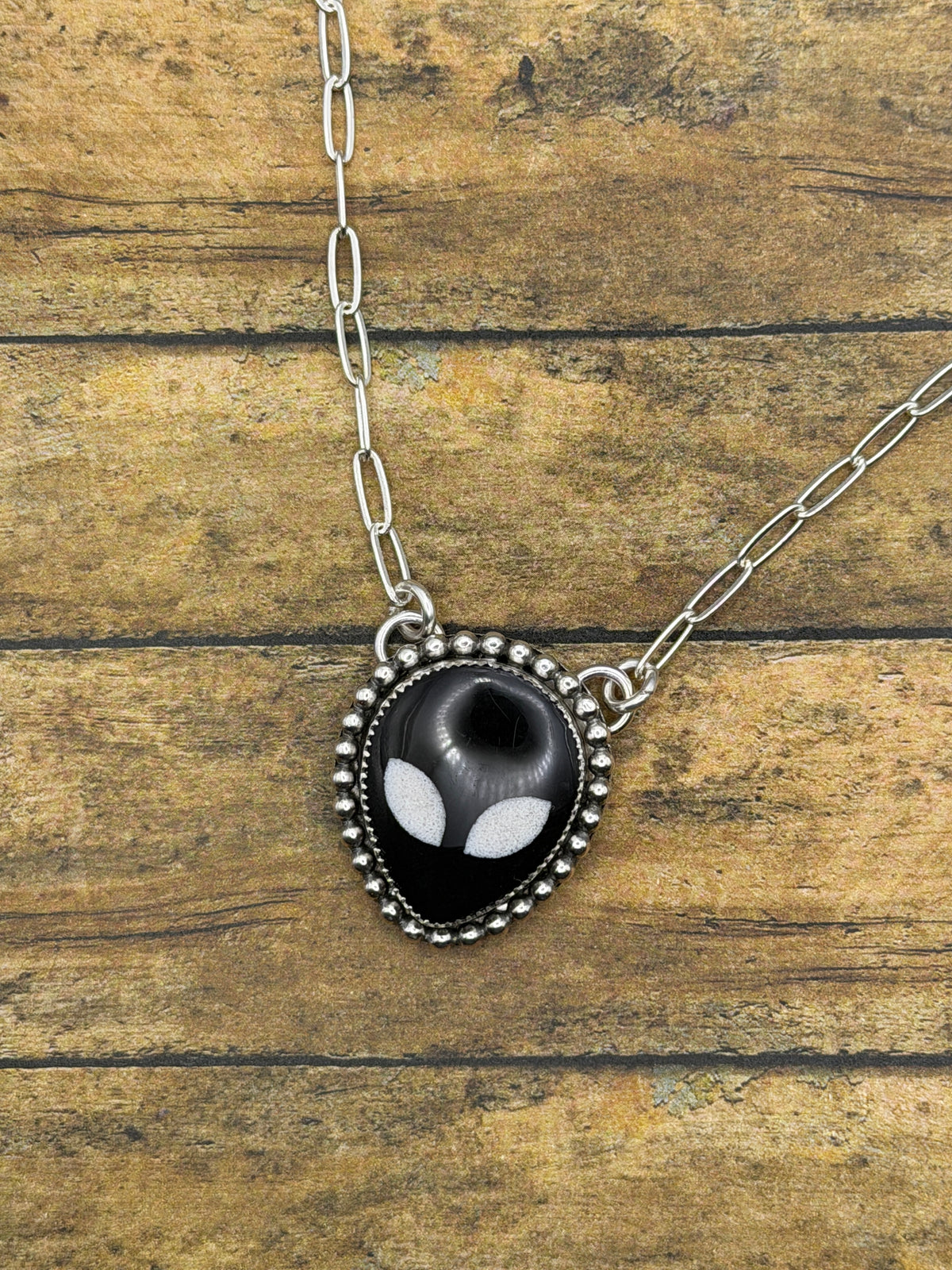 Tatum-Black Trustone Alien Sterling Silver Pendant