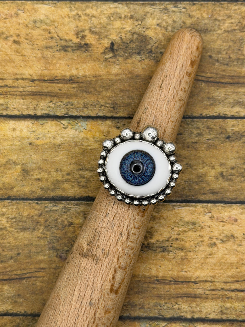 Envy-Blue Evil Eye Statement Ring