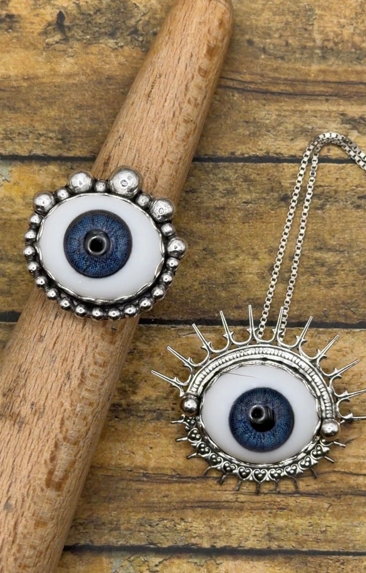 Envy-Blue Evil Eye Statement Ring