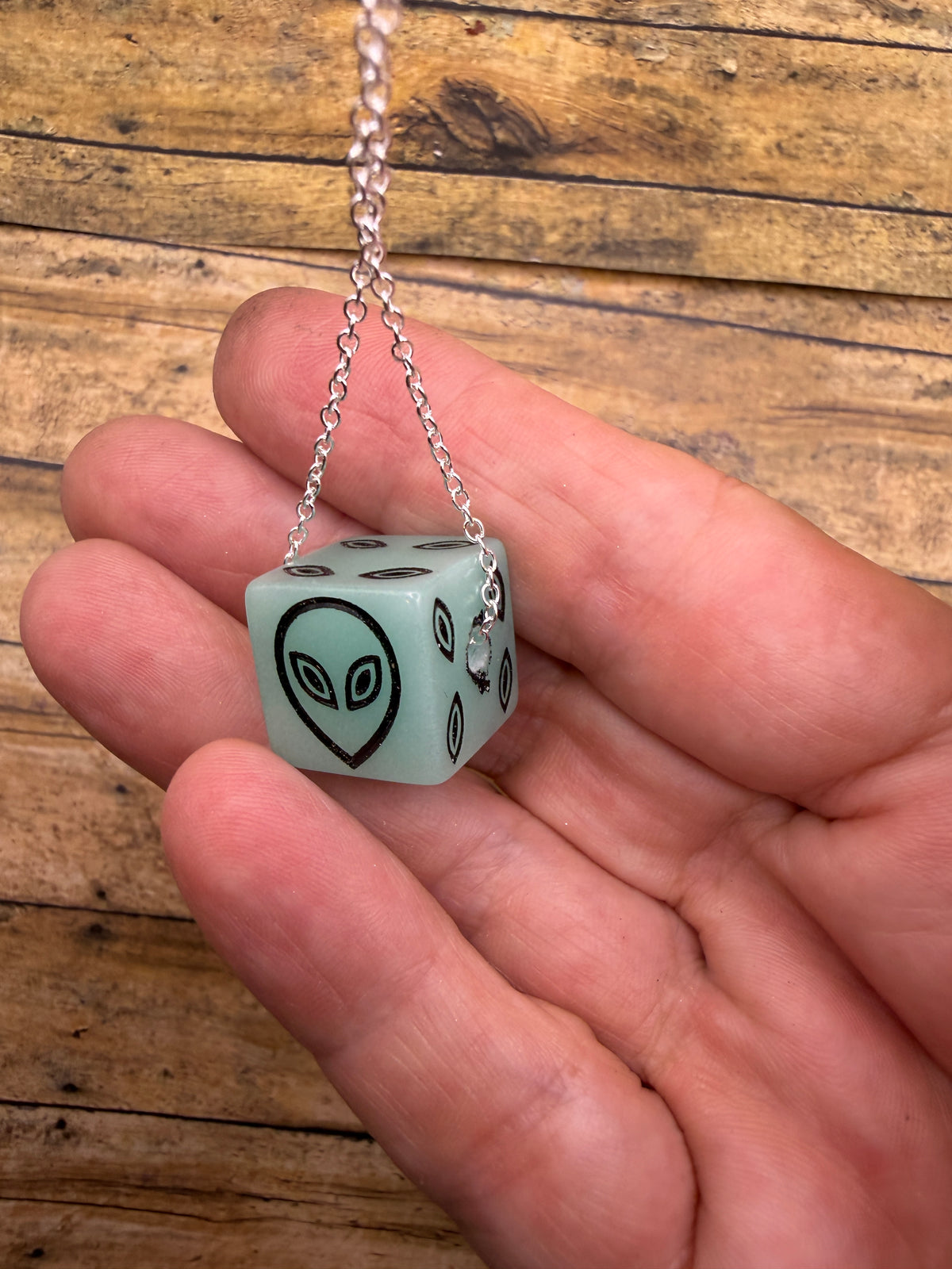 Trent-Alien Green Gambling Dice Pendant