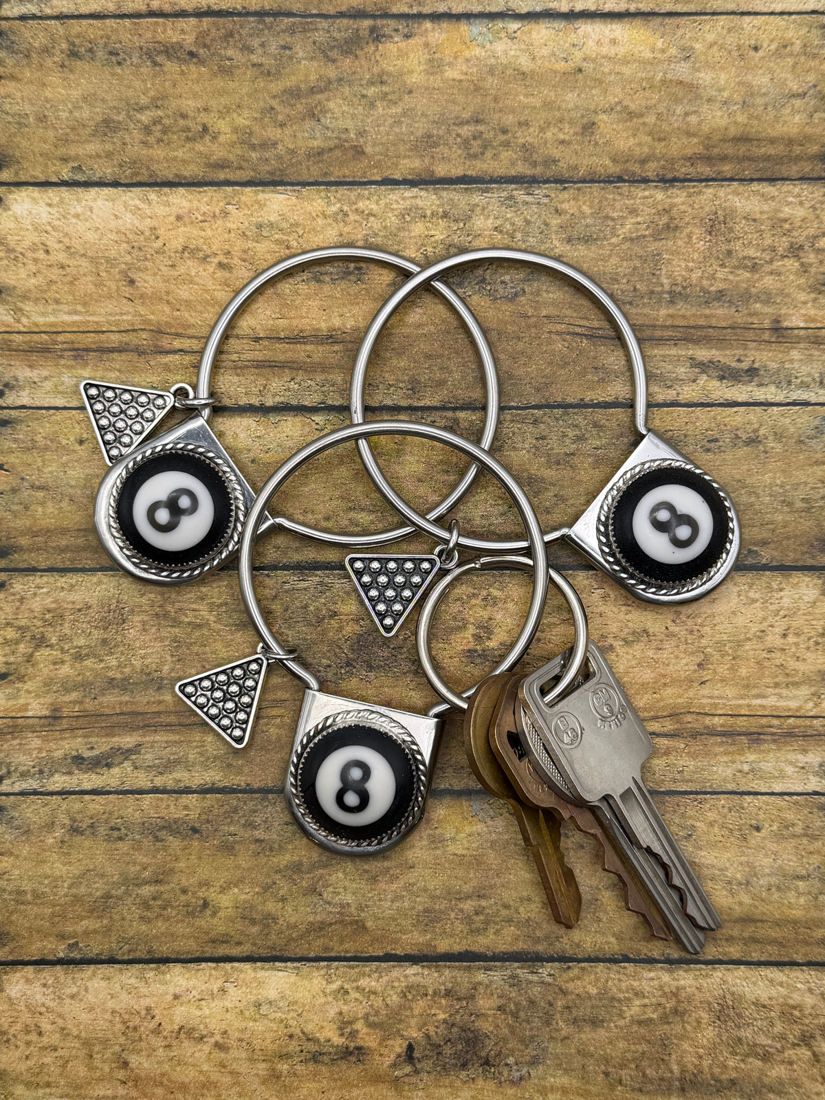 Syrus - Billiard 8 Ball Safety Pin Keychain | Pool Style Jewelry | Rock & Roll Keyring