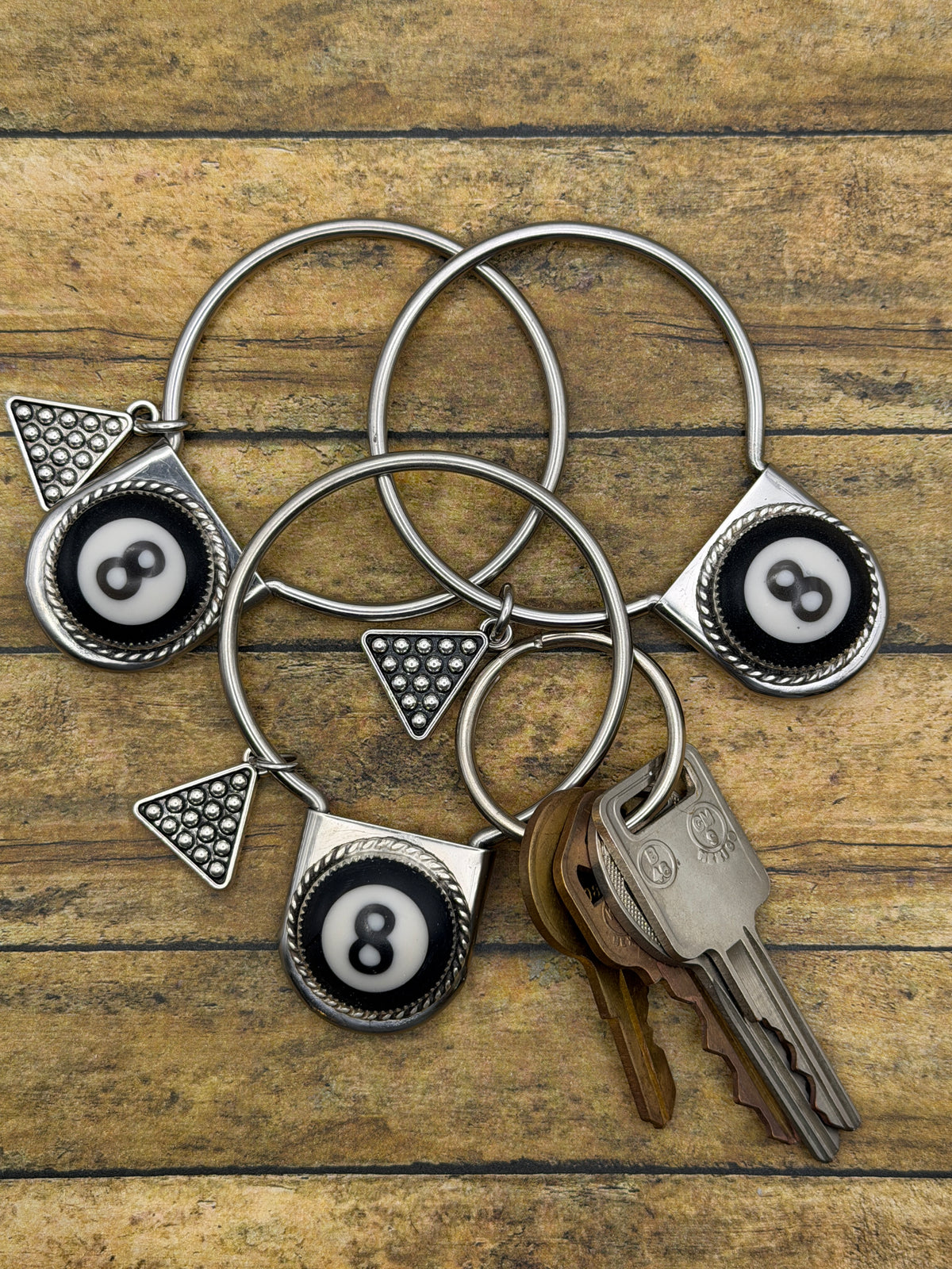 Syrus - Billiard 8 Ball Safety Pin Keychain | Pool Style Jewelry | Rock & Roll Keyring