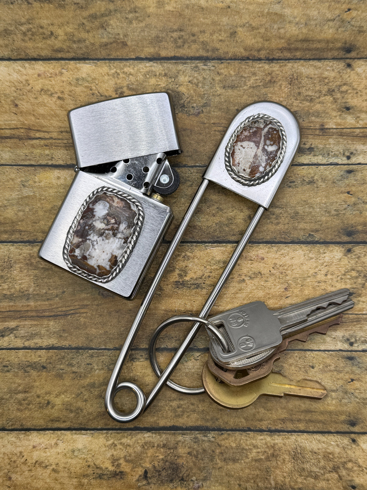 Grant – Wild Horse Gemstone Zippo Lighter | Sterling Silver | Rock & Roll Accessory