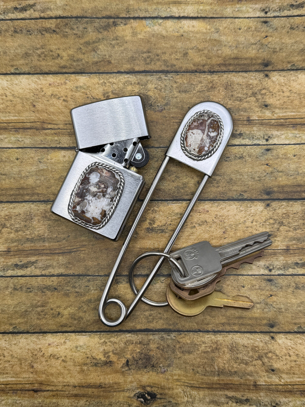 Grant – Wild Horse Gemstone Zippo Lighter | Sterling Silver | Rock & Roll Accessory