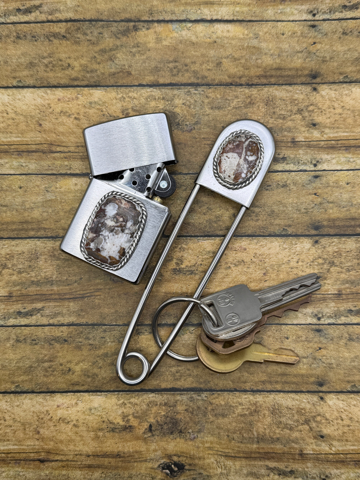 Grant – Wild Horse Gemstone Zippo Lighter | Sterling Silver | Rock & Roll Accessory