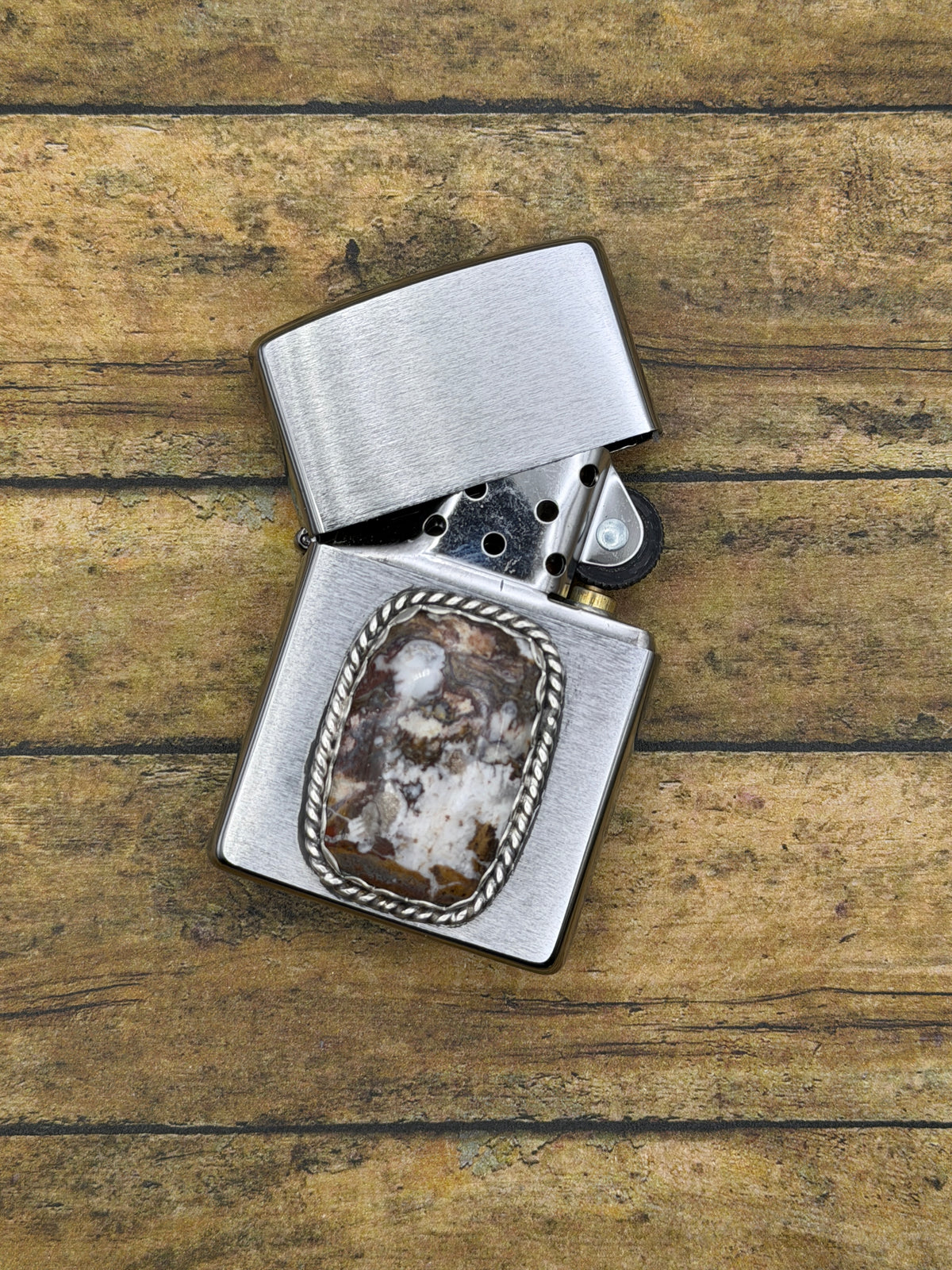 Grant – Wild Horse Gemstone Zippo Lighter | Sterling Silver | Rock & Roll Accessory