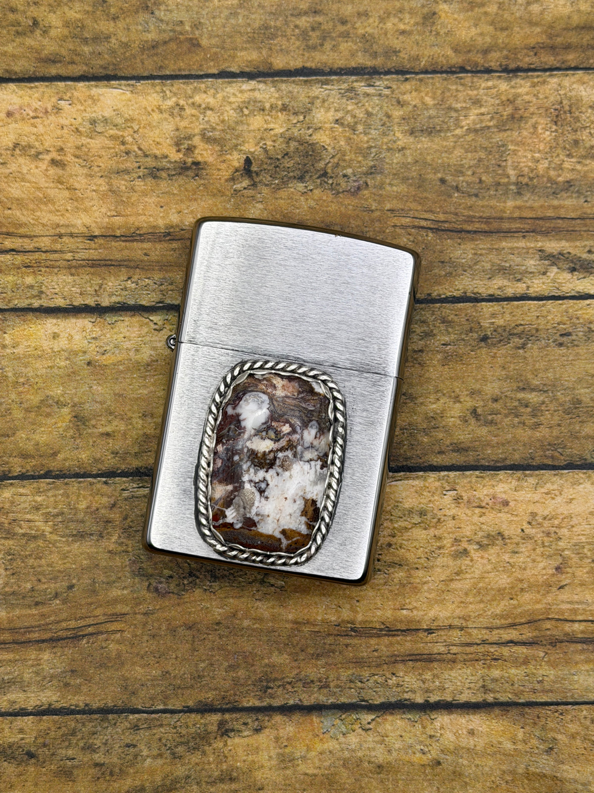 Grant – Wild Horse Gemstone Zippo Lighter | Sterling Silver | Rock & Roll Accessory