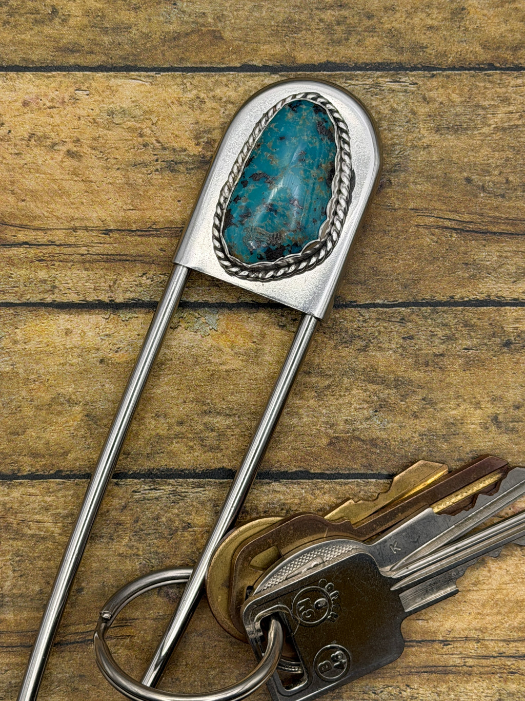 Bree - Turquoise Jumbo Safety Pin Keychain | Gemstone Accessory | Southwestern Jewelry