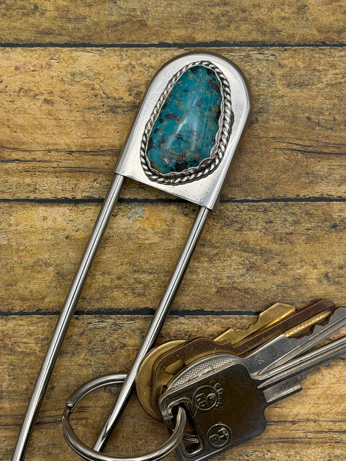 Bree - Turquoise Jumbo Safety Pin Keychain | Gemstone Accessory | Southwestern Jewelry