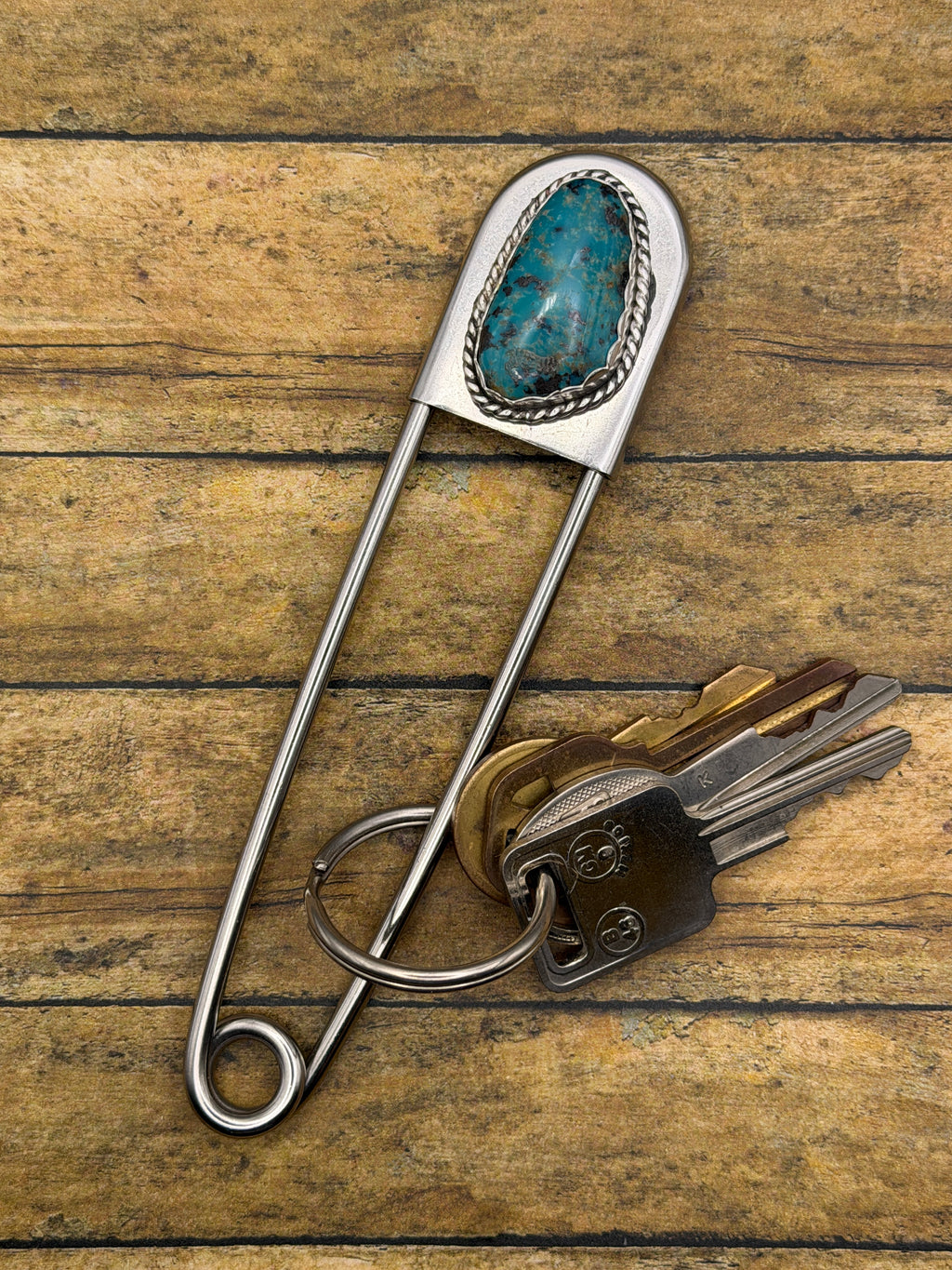 Bree - Turquoise Jumbo Safety Pin Keychain | Gemstone Accessory | Southwestern Jewelry