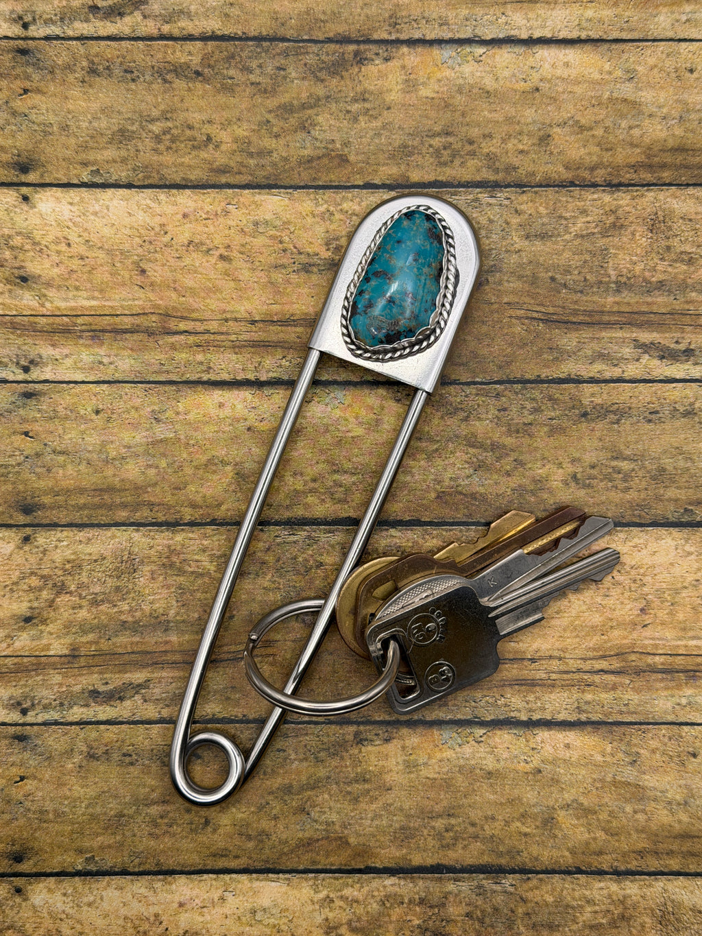 Bree - Turquoise Jumbo Safety Pin Keychain | Gemstone Accessory | Southwestern Jewelry