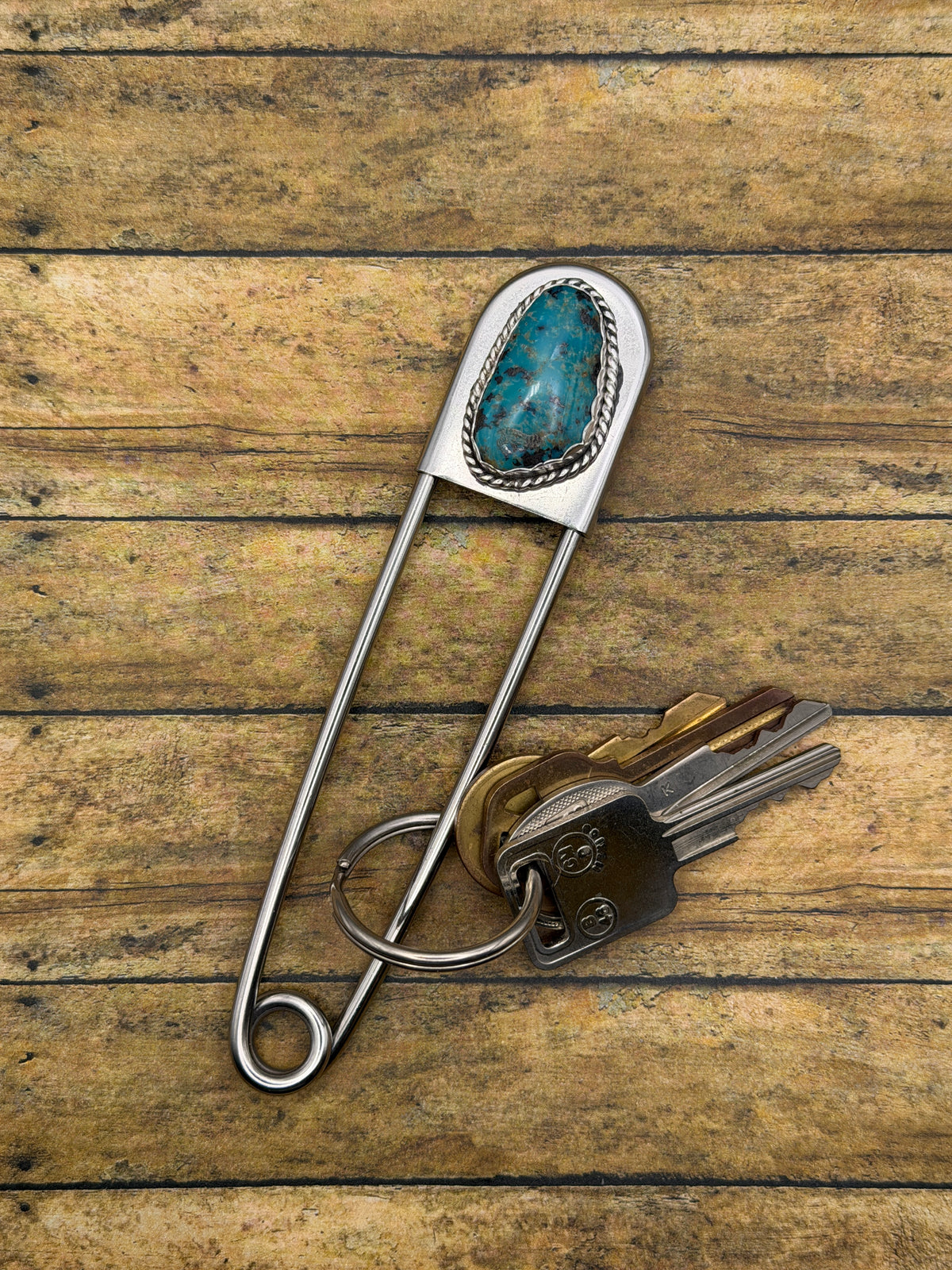 Bree - Turquoise Jumbo Safety Pin Keychain | Gemstone Accessory | Southwestern Jewelry