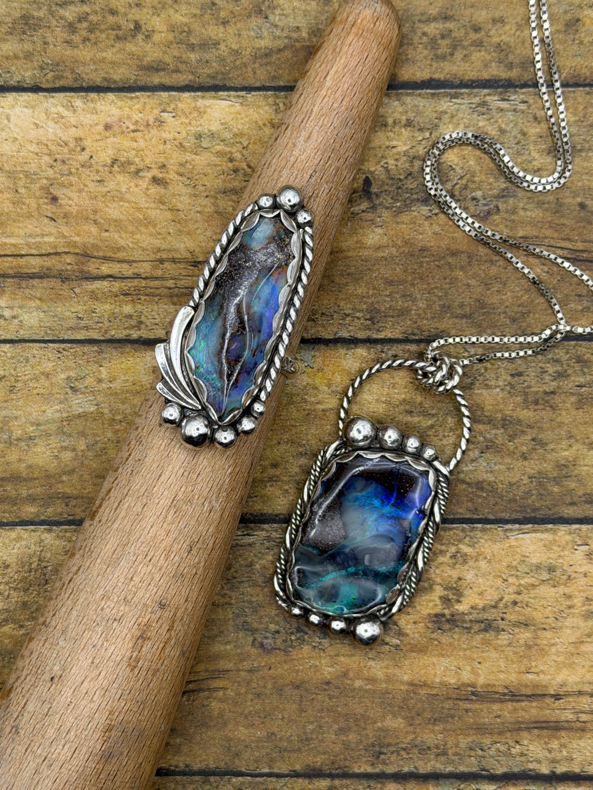 Katie – Australian Boulder Opal Statement Pendant | Sterling Silver | Bohemian Jewelry