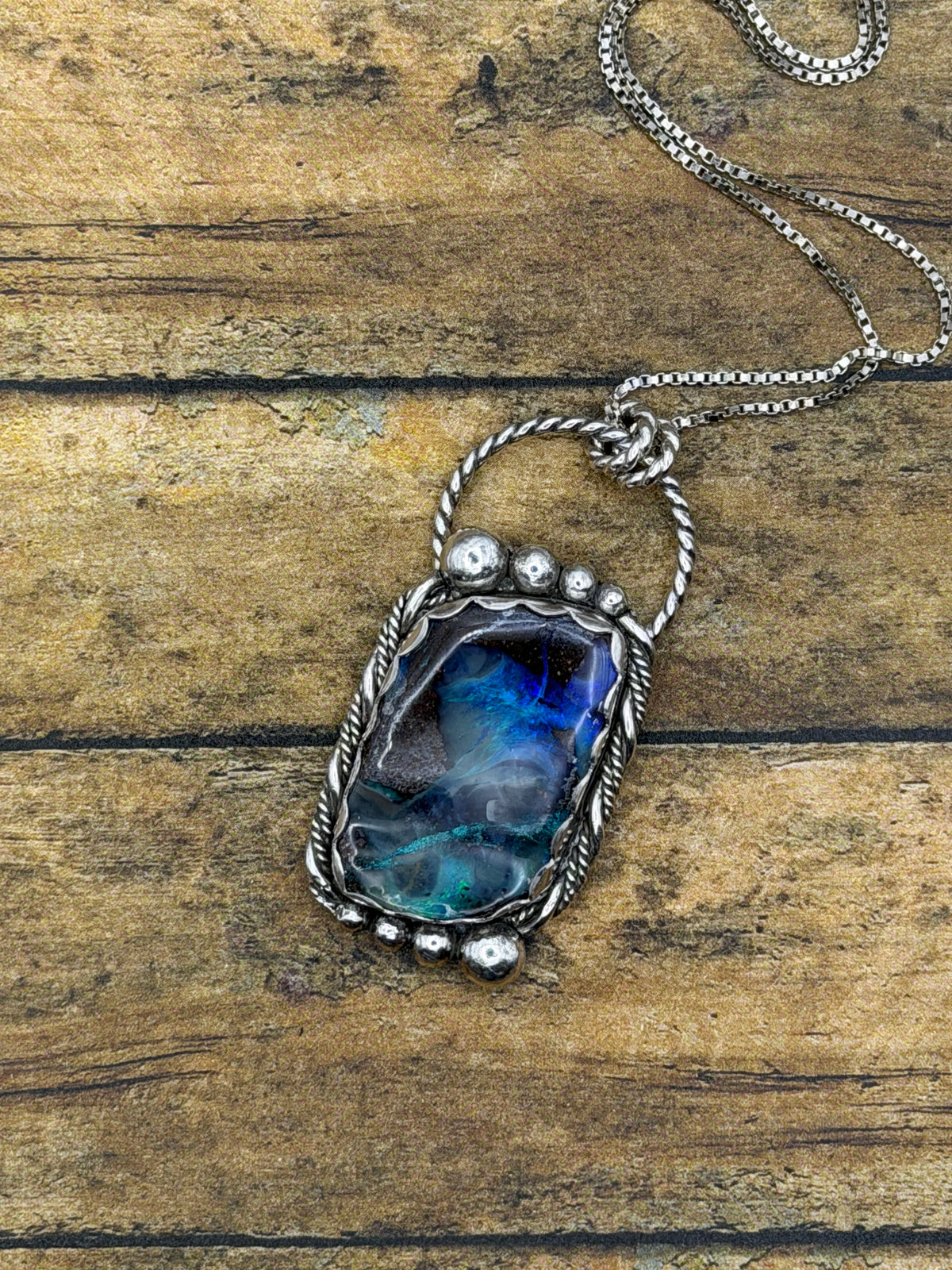 Katie – Australian Boulder Opal Statement Pendant | Sterling Silver | Bohemian Jewelry