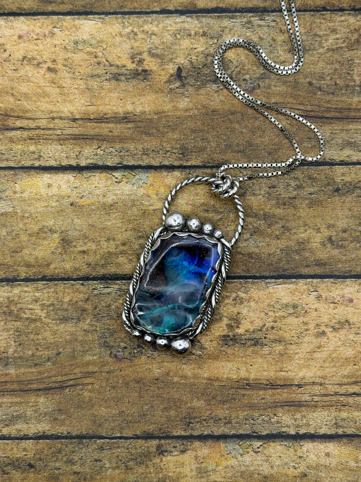 Katie – Australian Boulder Opal Statement Pendant | Sterling Silver | Bohemian Jewelry
