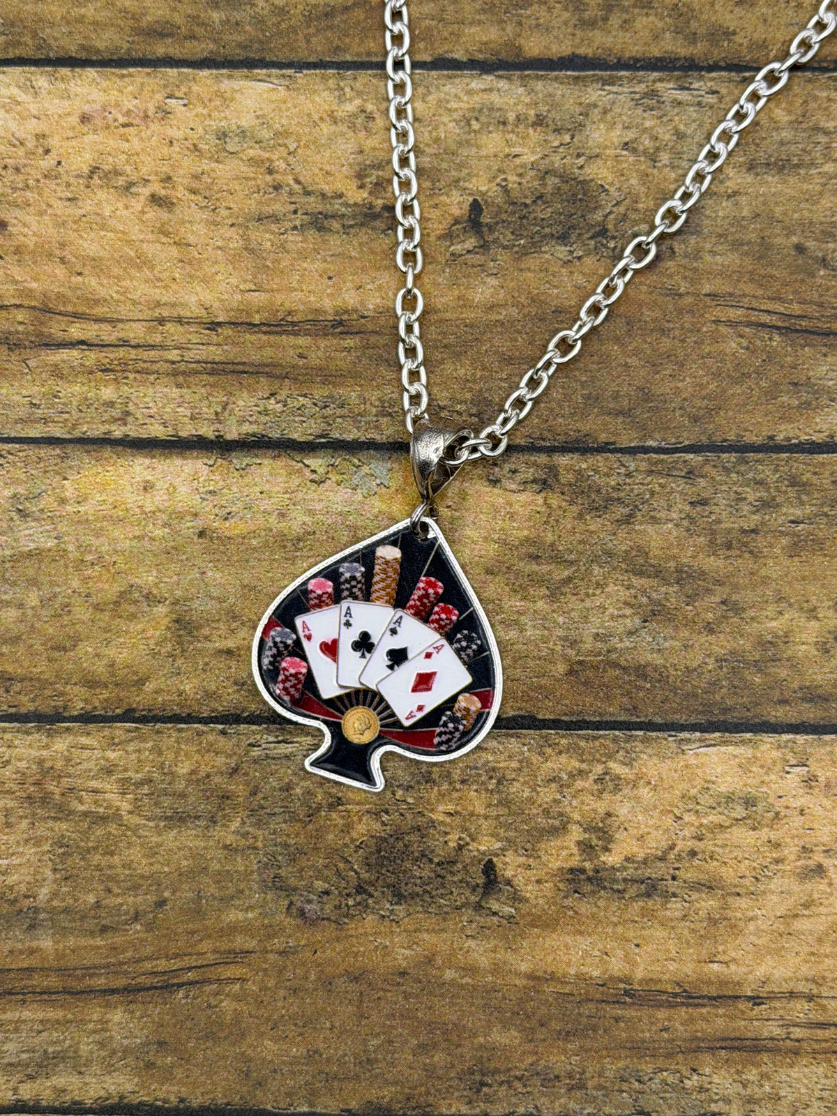 Doyle – Four of a Kind Aces Reversible Spade Pendant | .999 Fine Silver | Casino Jewelry