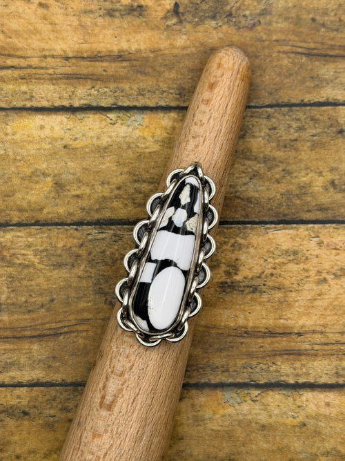 Anna– White Buffalo Inlay Statement Ring | Sterling Silver | Southwestern Jewelry