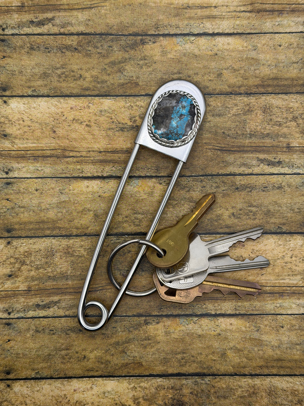 Blakely - Turquoise Jumbo Safety Pin Keychain | Gemstone Accessory | Southwestern Jewelry