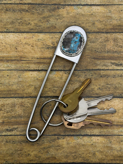 Blakely - Turquoise Jumbo Safety Pin Keychain | Gemstone Accessory | Southwestern Jewelry