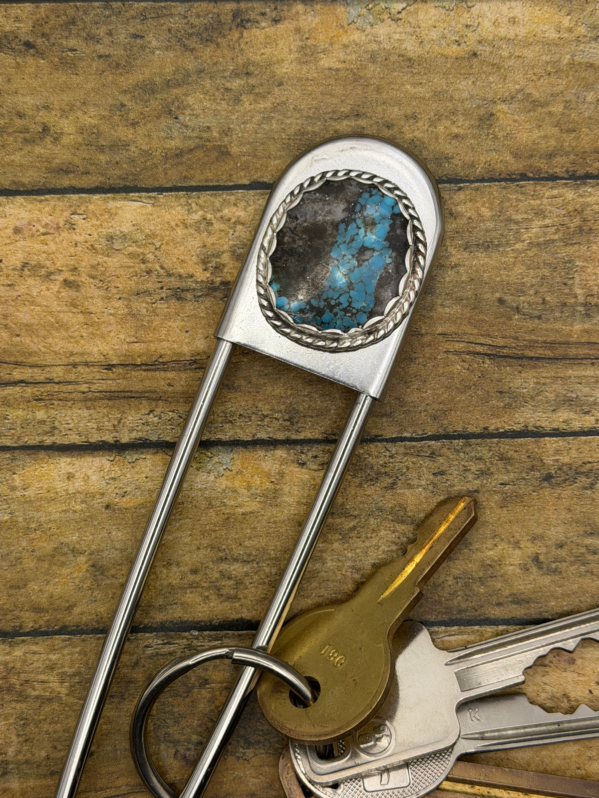 Blakely - Turquoise Jumbo Safety Pin Keychain | Gemstone Accessory | Southwestern Jewelry